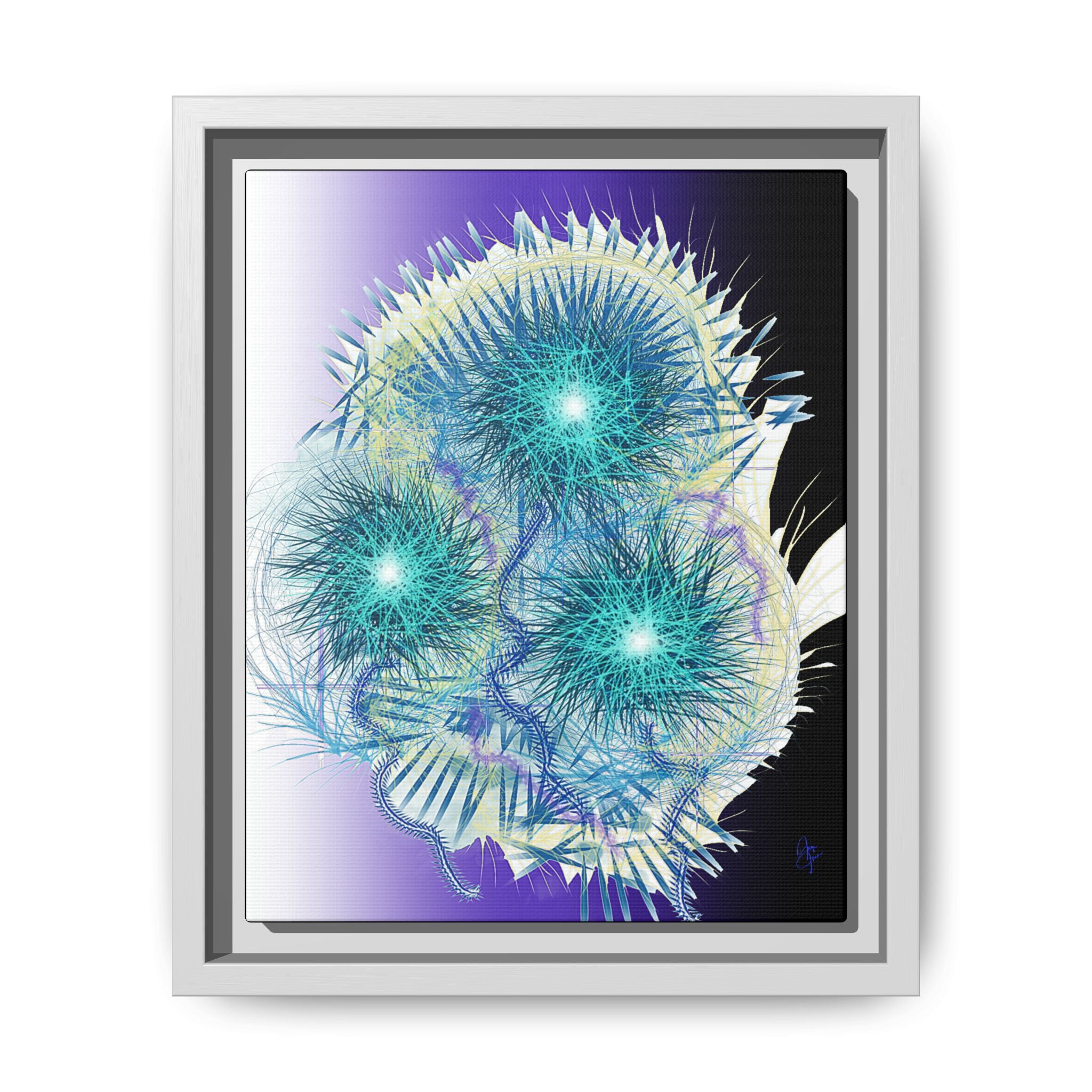 Dandelion Abstract Print Matte Canvas Framed Wall Art