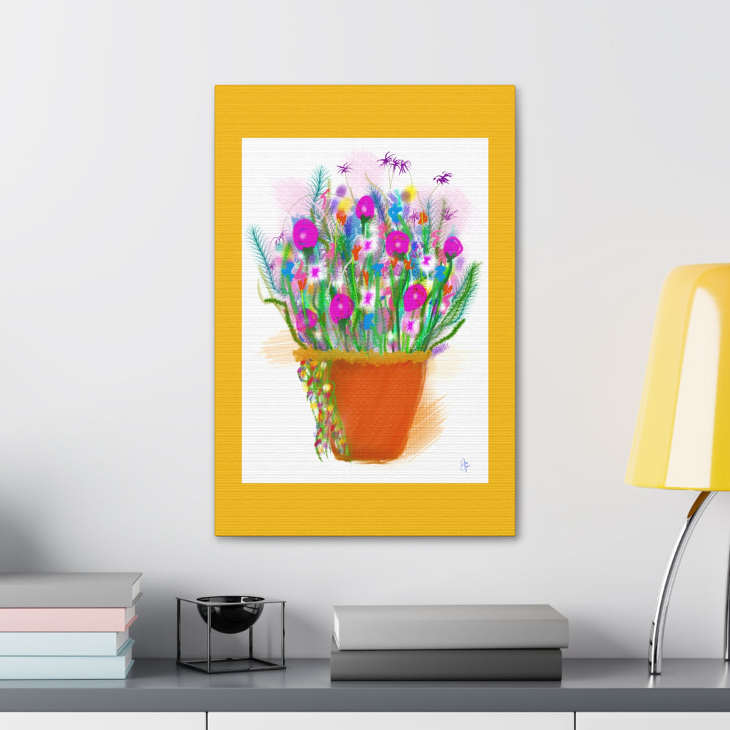 Flowers Brighten Your Day.  Stretched Canvas Wall Art — 1.5" Depth