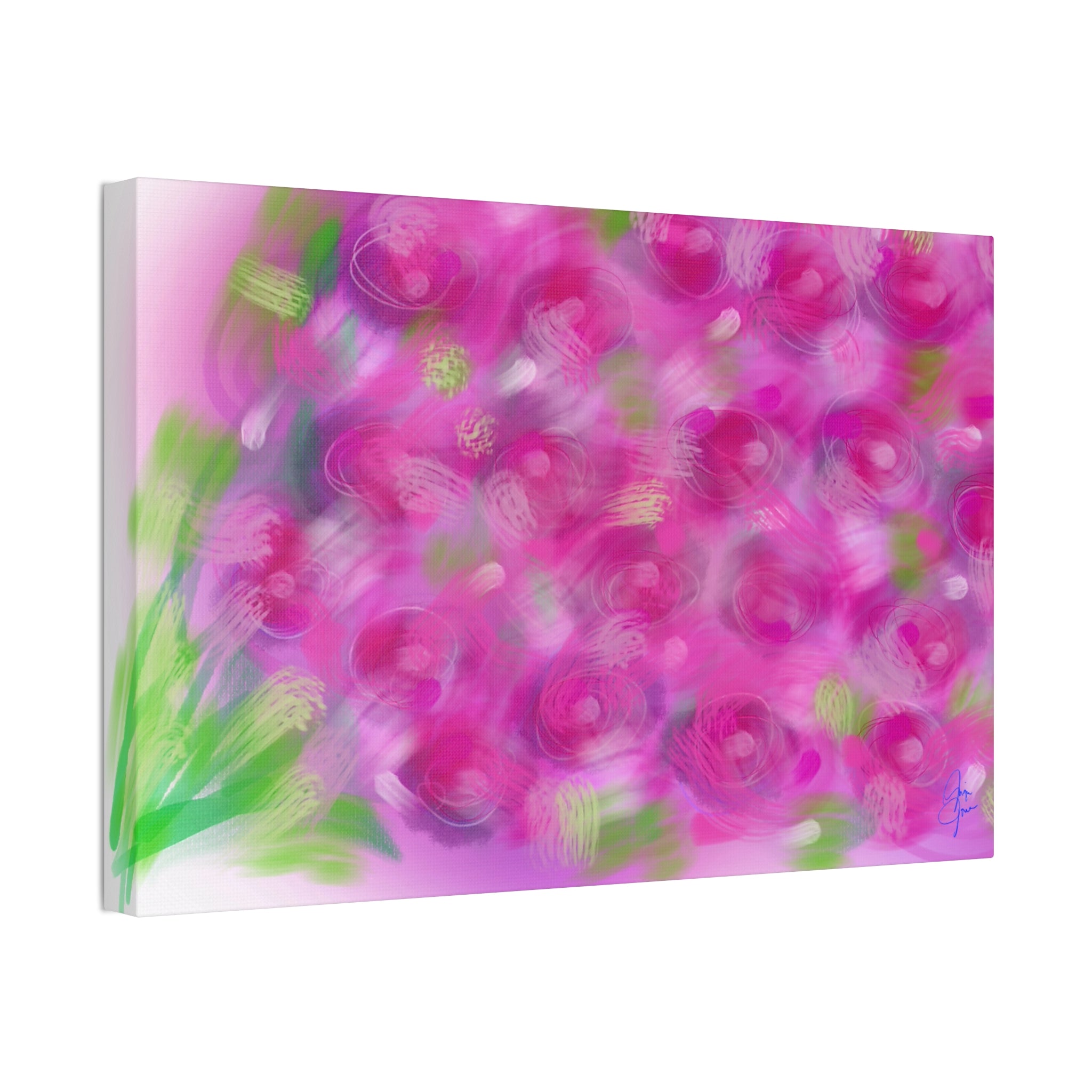Pink Floral Abstract Canvas Print — Stretched 1.5" Wall Art