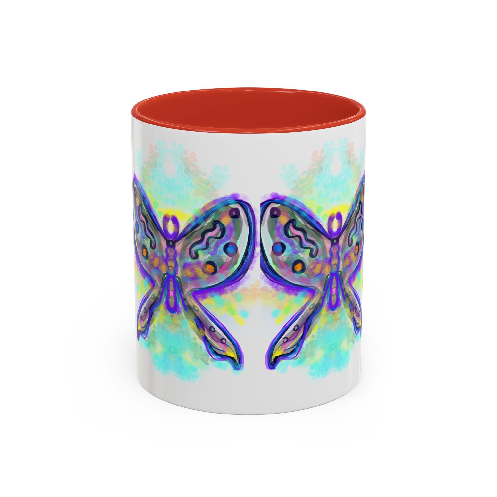 Butterfly Accent Coffee Mug — Colorful Watercolor Butterfly Design (11/15oz)