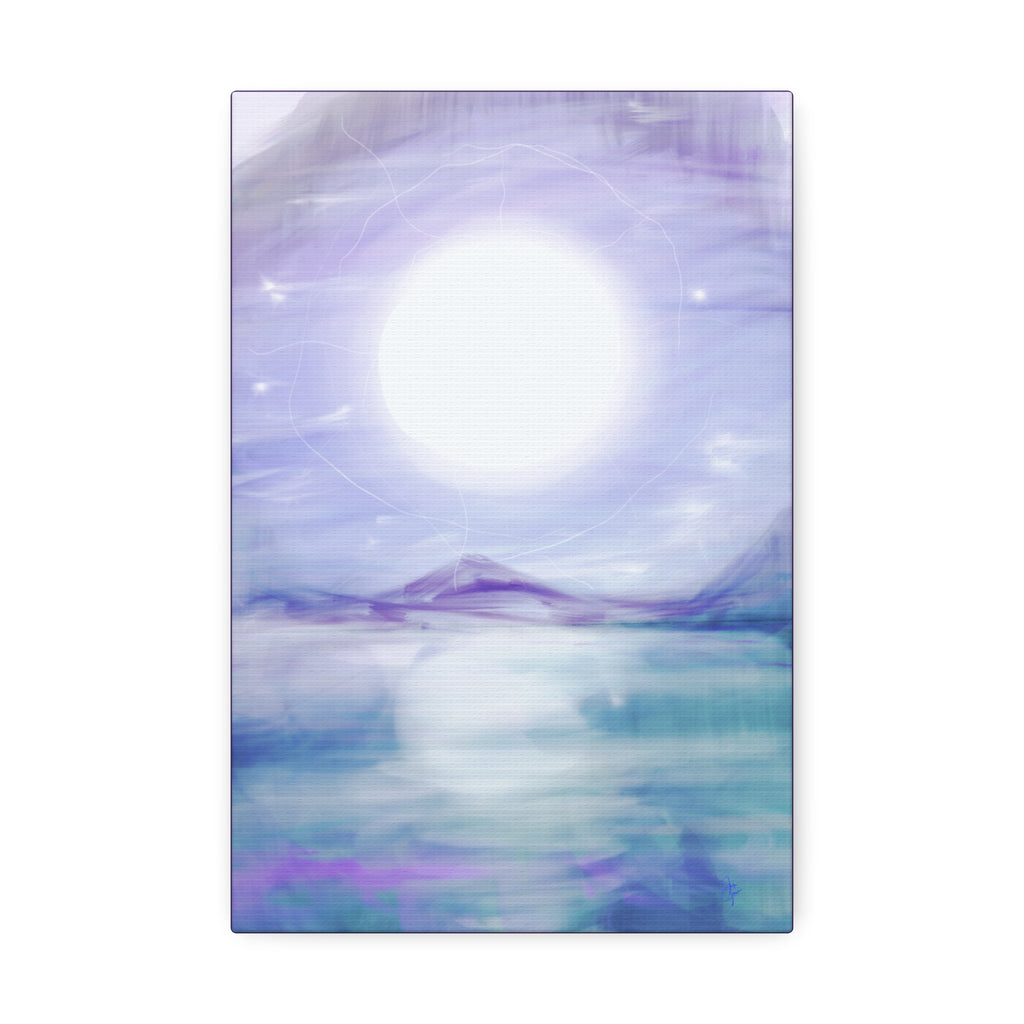 Moonlit Lake Canvas Print – Serene Purple Landscape Wall Art