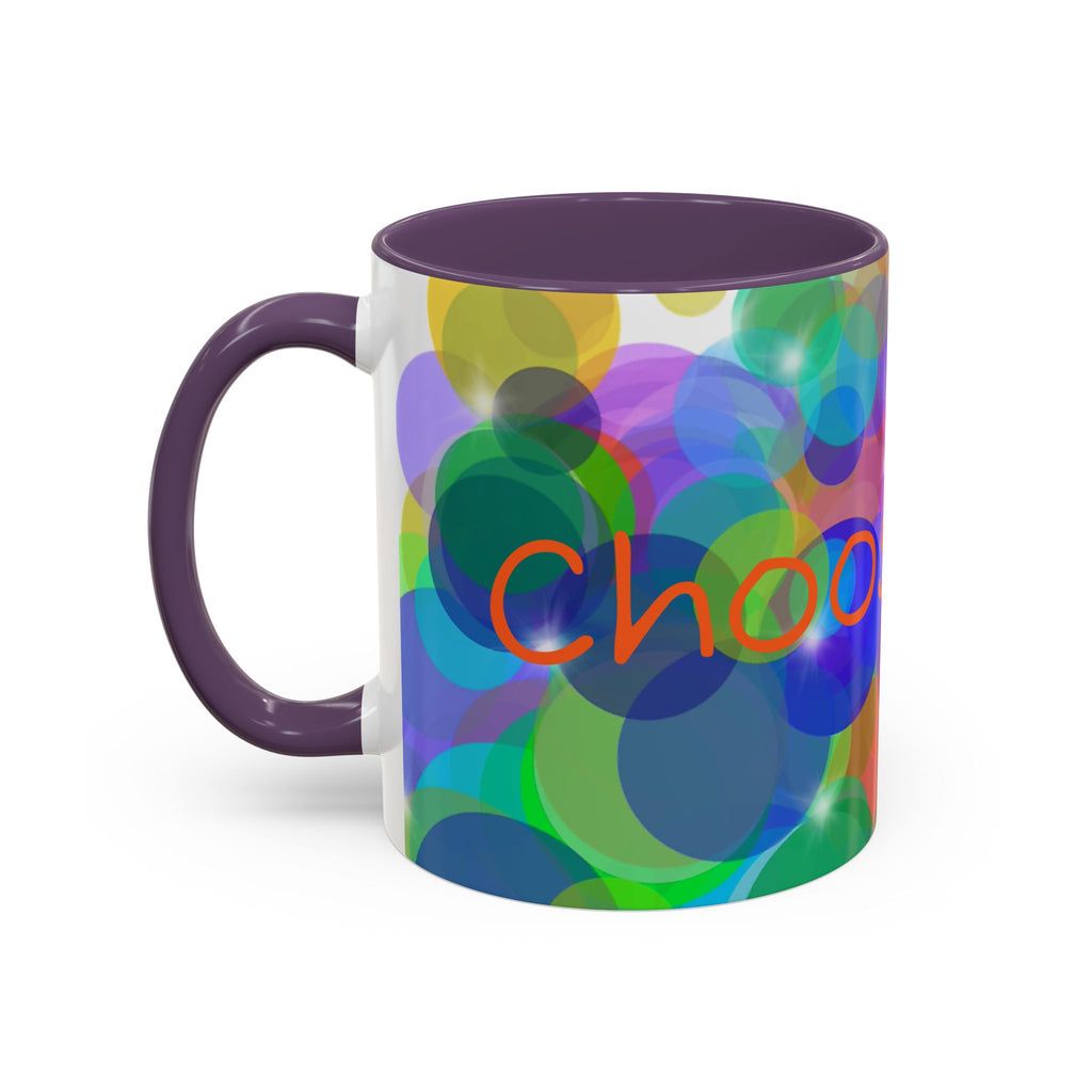 Colorful Bokeh "Choose Joy!" Accent Coffee Mug (11/15oz)