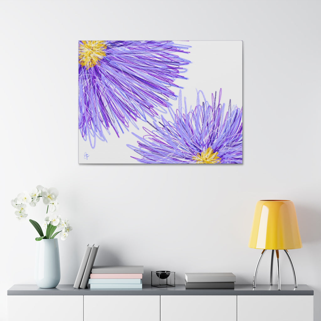 Purple Aster Floral Canvas Wrap – Vibrant Botanical Wall Art, 1.5" Stretched