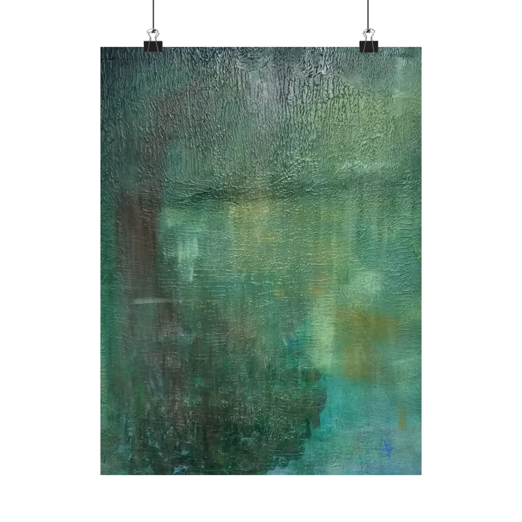 Abstract Teal Canvas Matte Poster — Serene Green Wall Art