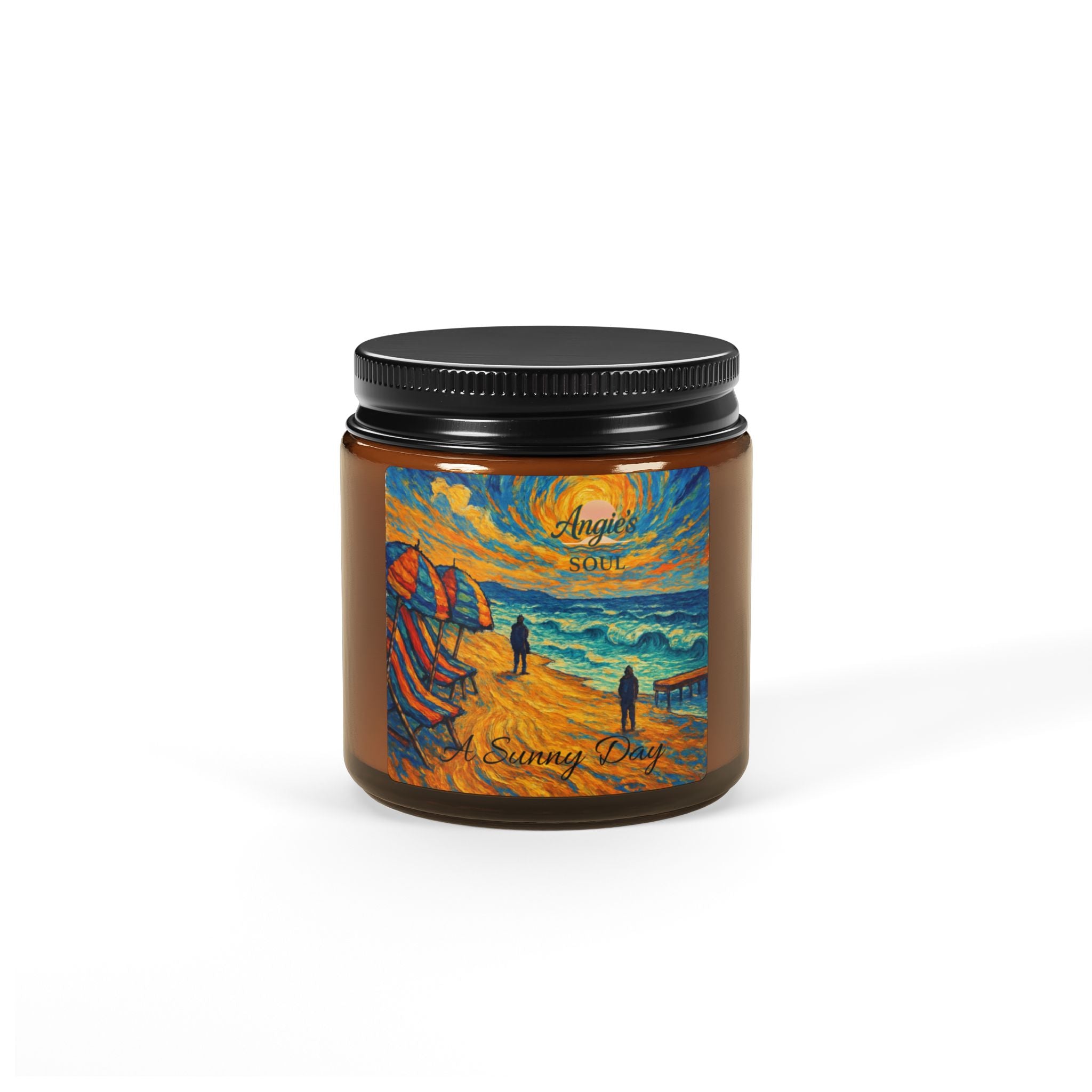 Sunny Beach Scented Soy Candle — Amber Jar (Multi-Size)