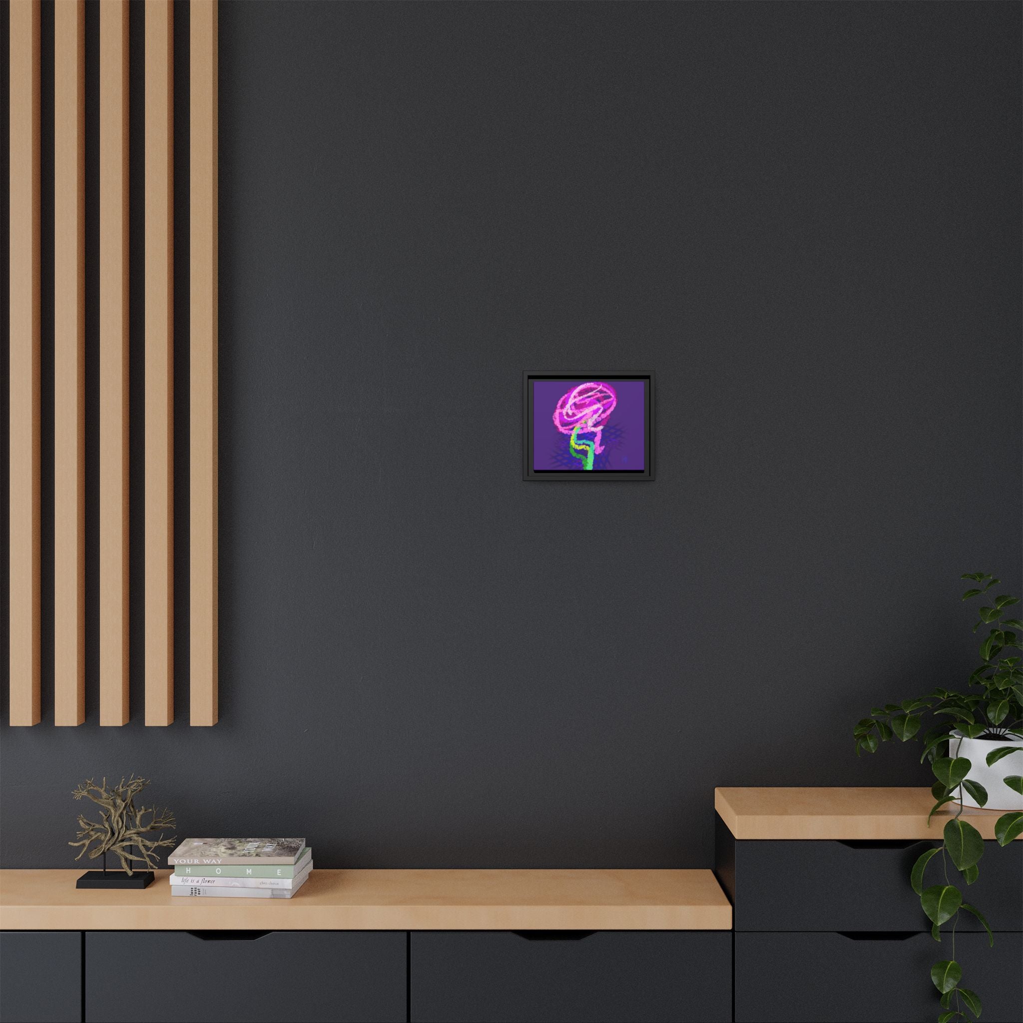 Framed Matte Canvas - Neon Rose Abstract Wall Art