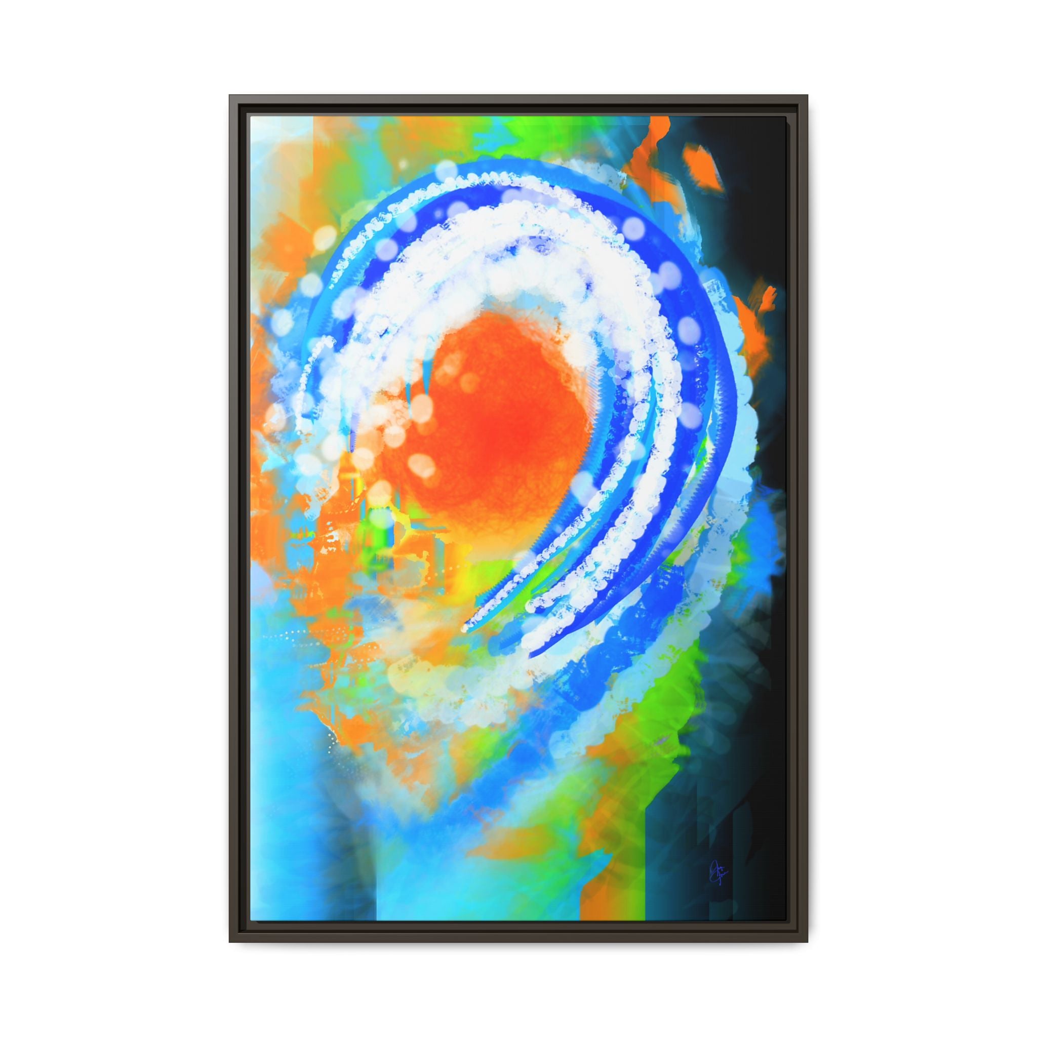Abstract Ocean Wave Matte Canvas Print — Framed Multi‑Color Wall Art