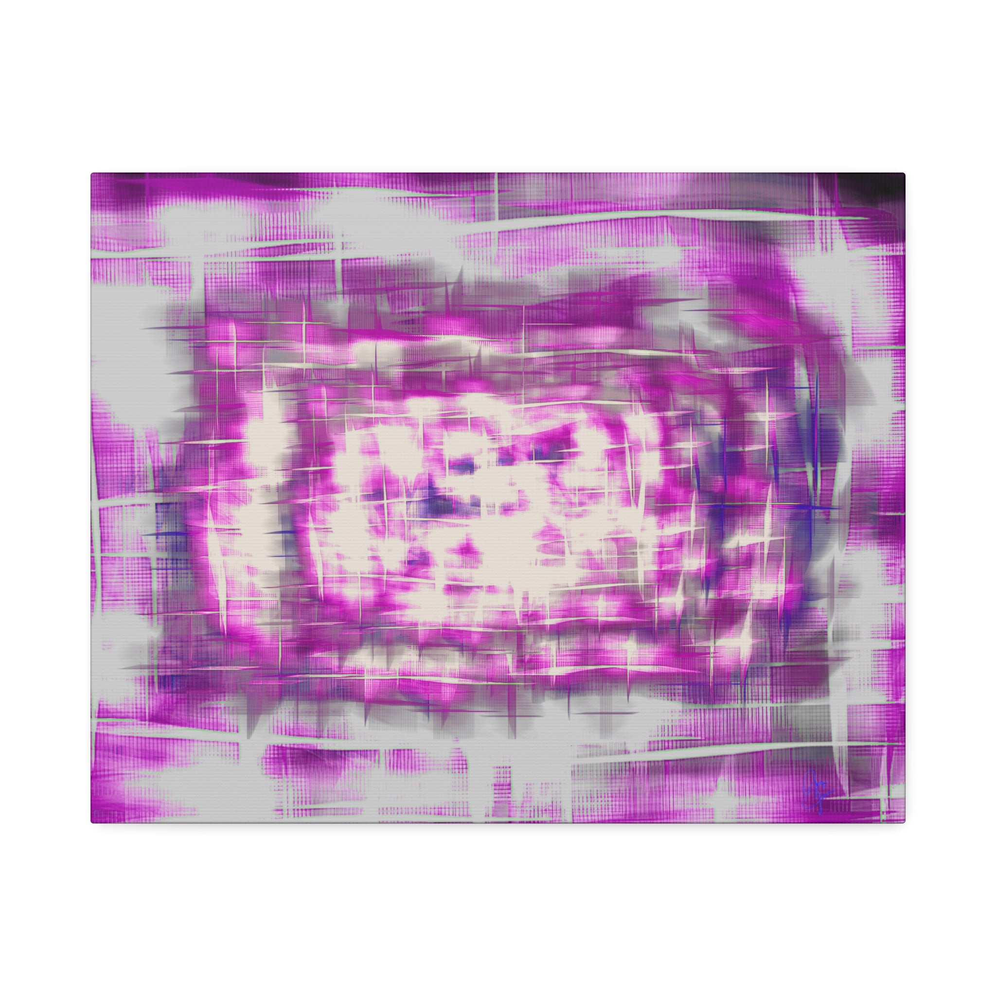 Purple Abstract Stretched Canvas Wall Art — Pink White Geometric Texture