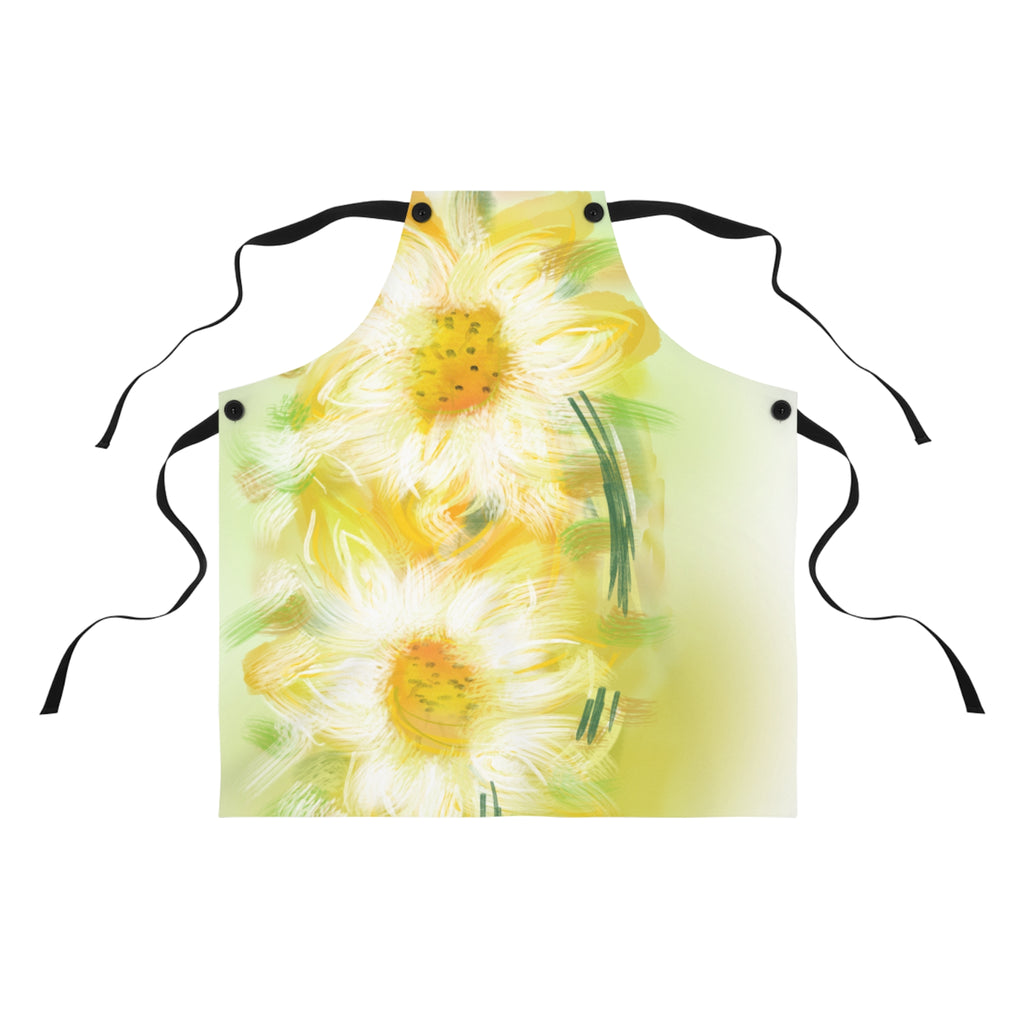 Sunflower Watercolor Apron — Bright Floral Kitchen Apron