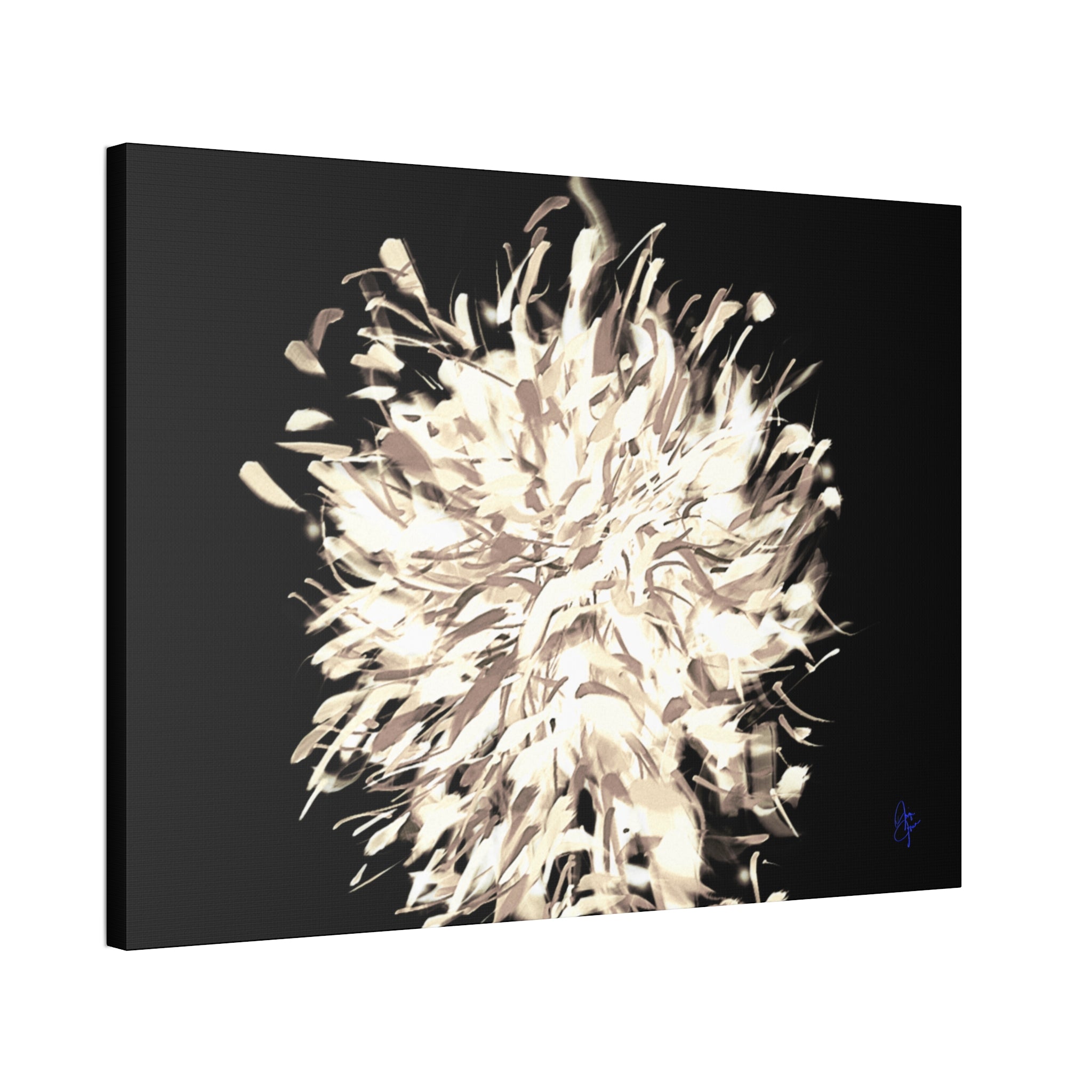 Abstract Floral Canvas Print – Neutral Burst Wall Art, Stretched 1.5"