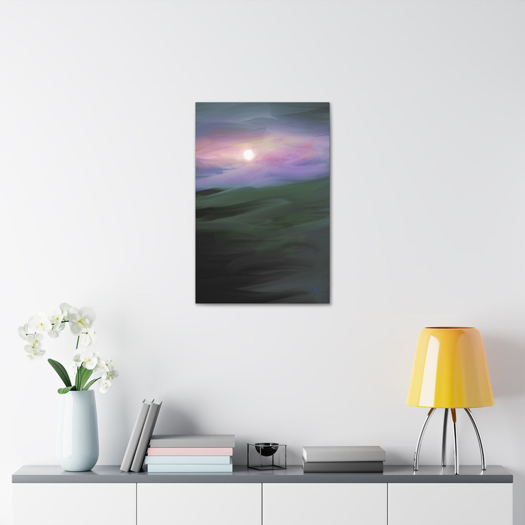 Sunrise Mist Landscape Canvas Print — Serene Pastel Wall Art