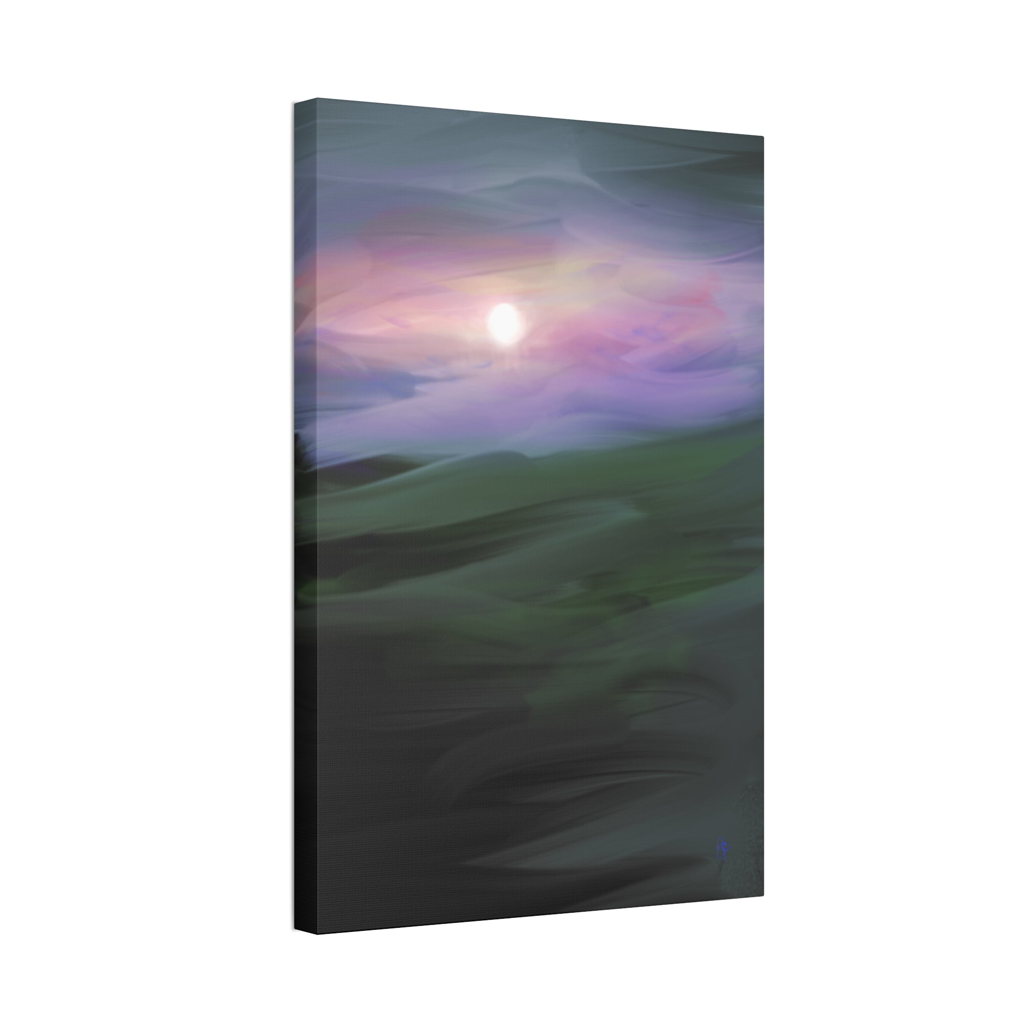 Sunrise Mist Landscape Canvas Print — Serene Pastel Wall Art