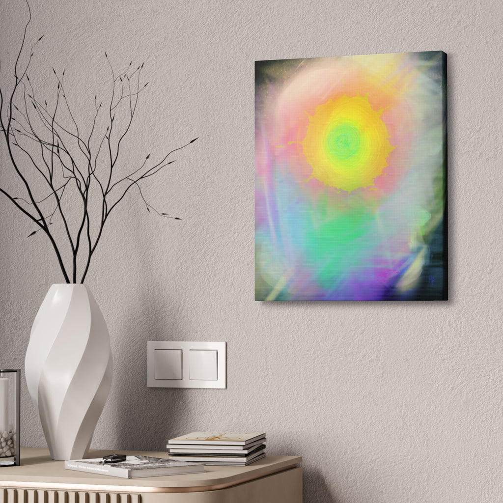 Neon Feather Canvas Stretched Wall Art