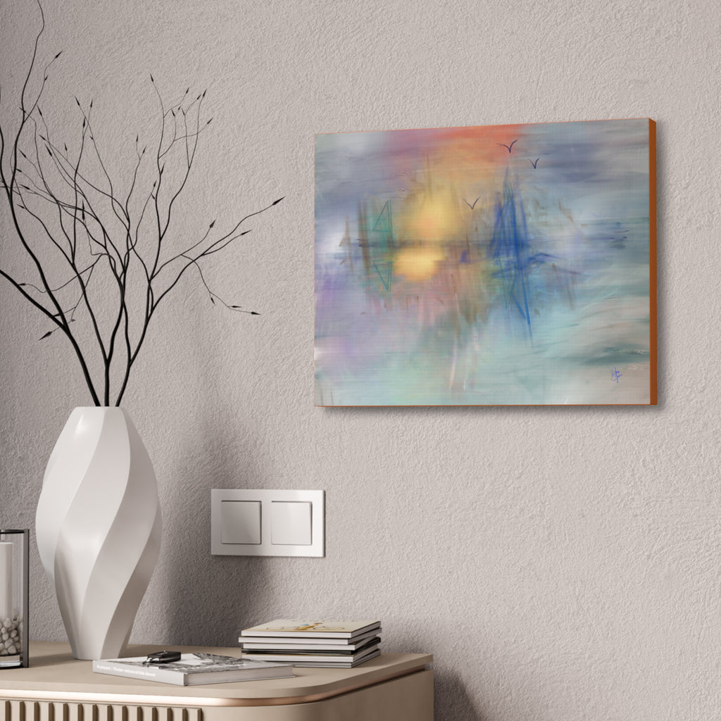Sunset Harbor Abstract Canvas Wall Art – Stretched 1.5"