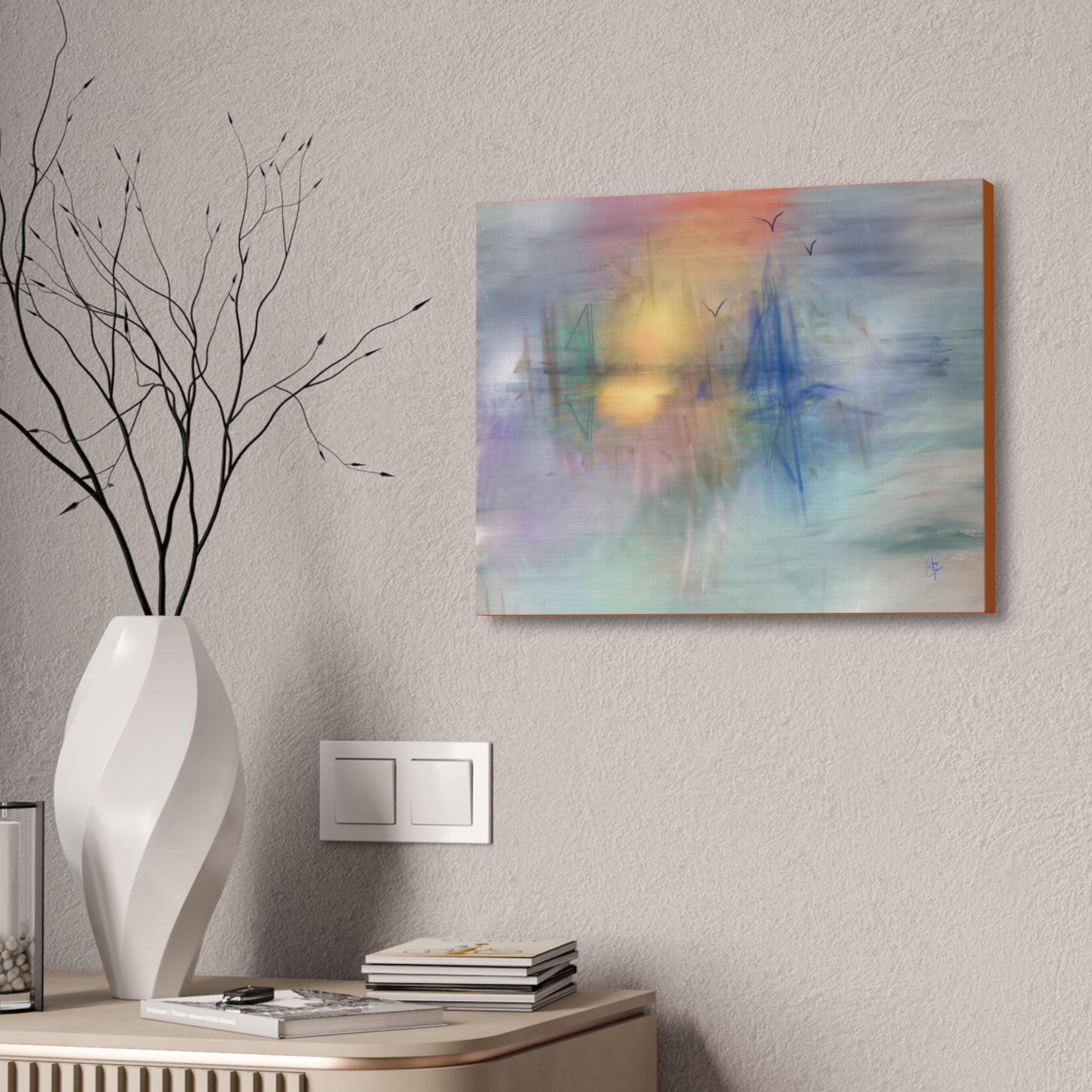 Sunset Harbor Abstract Canvas Wall Art – Stretched 1.5"