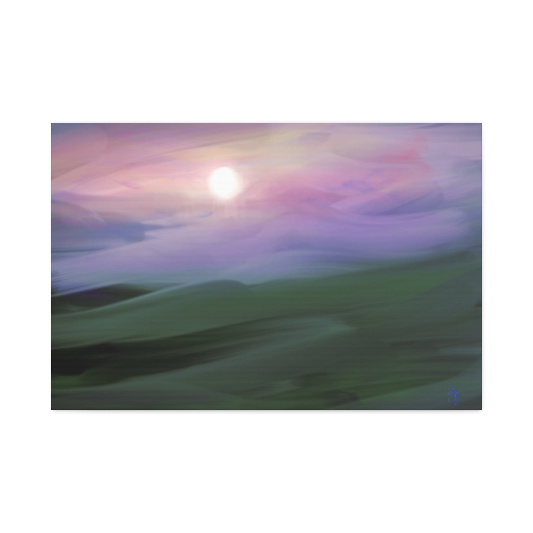 Sunrise Mist Landscape Canvas Print — Serene Pastel Wall Art
