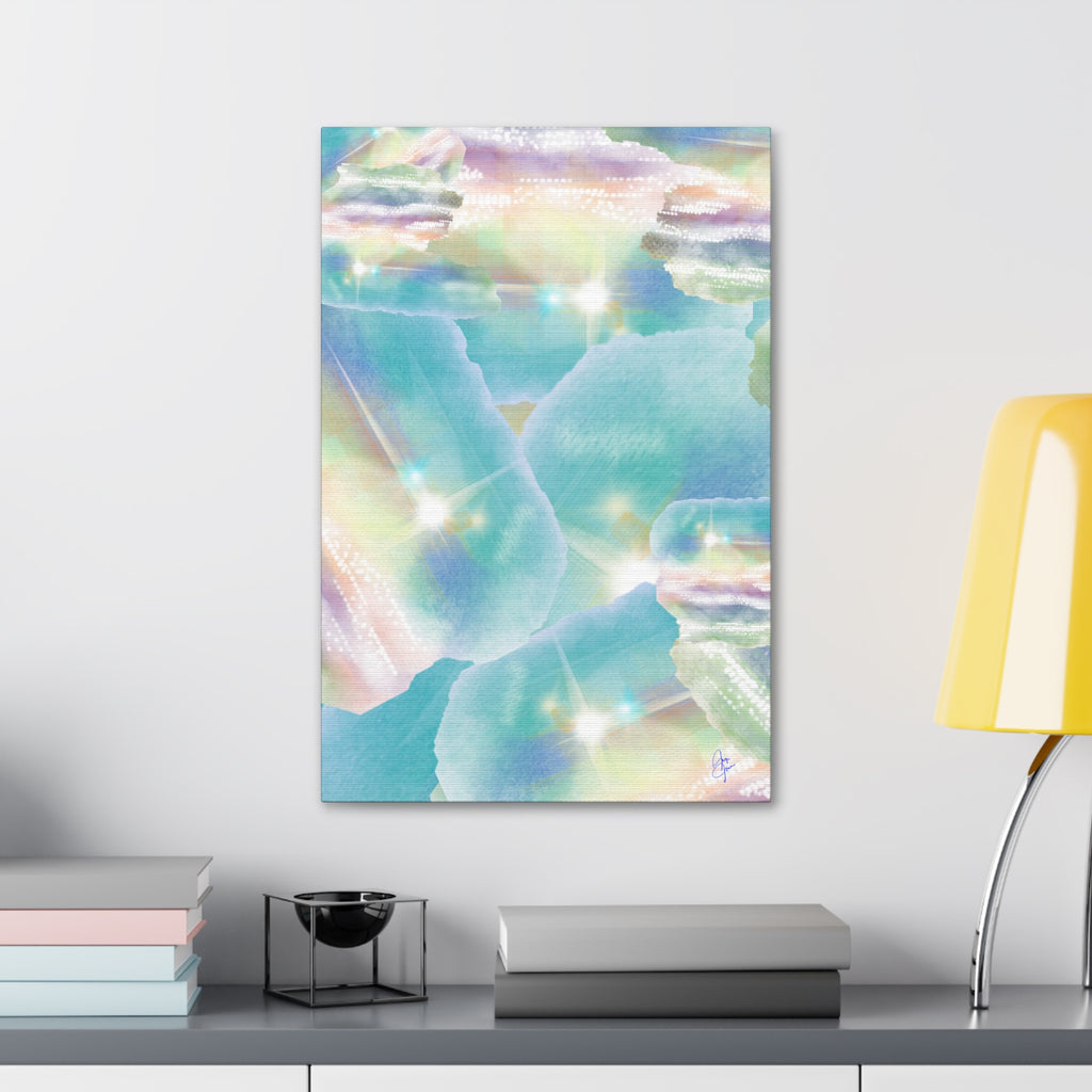 Iridescent Dreamscape Canvas Wall Art — Pastel Sea Glass Abstract