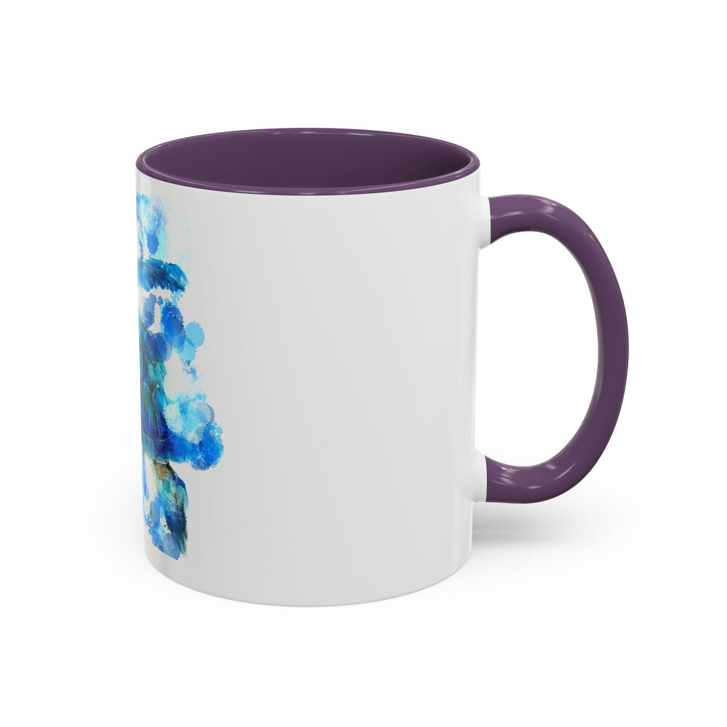 Blue Sea Turtle Accent Coffee Mug — Watercolor Ocean Turtle 11/15oz