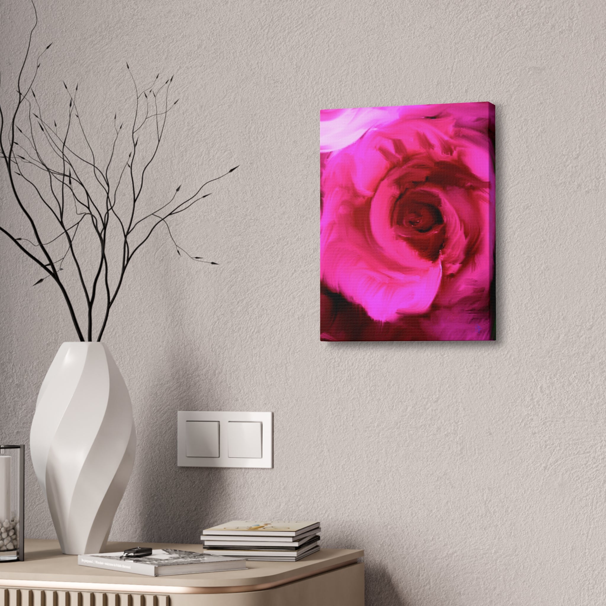 Pink Rose Abstract Canvas Print — Stretched 1.5" Wall Art