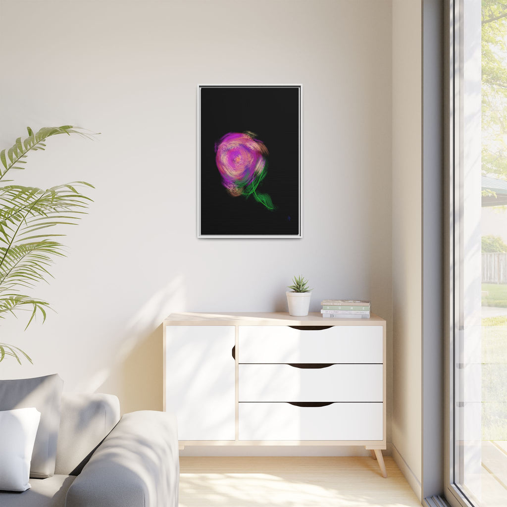 Abstract Rose Swirl Matte Framed Canvas — Multicolor Floral Wall Art