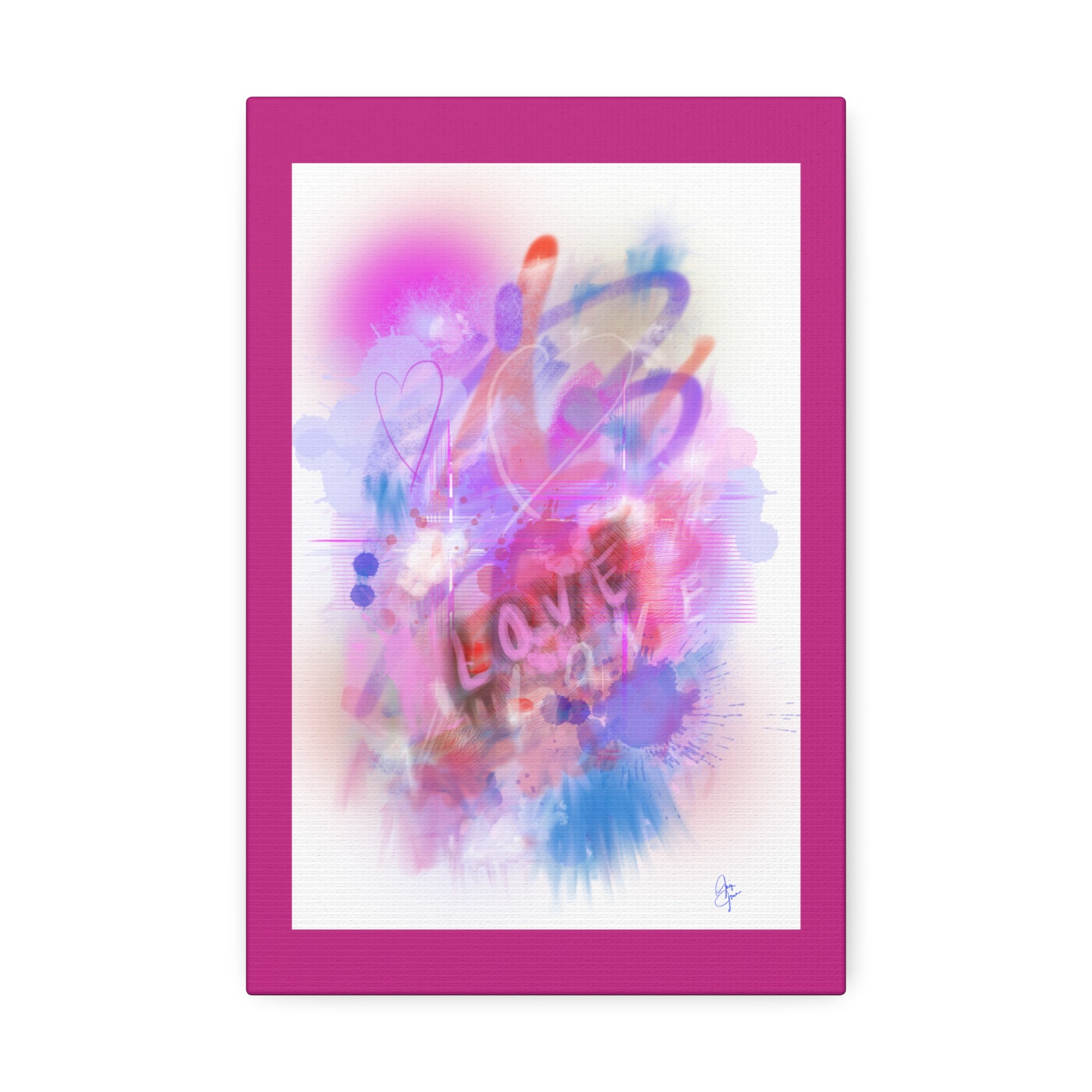 Love Vibes Canvas Wall Art — Pink Abstract Stretched Canvas