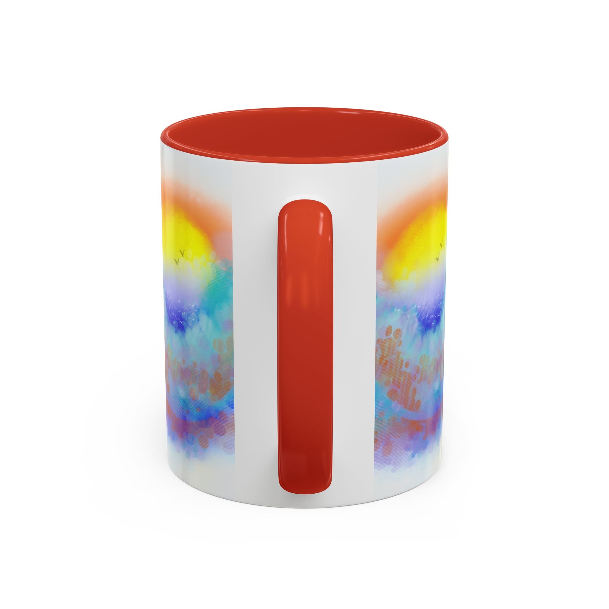 Sunrise Watercolor Accent Coffee Mug — Colorful Ocean Sunrise Art (11/15 oz)