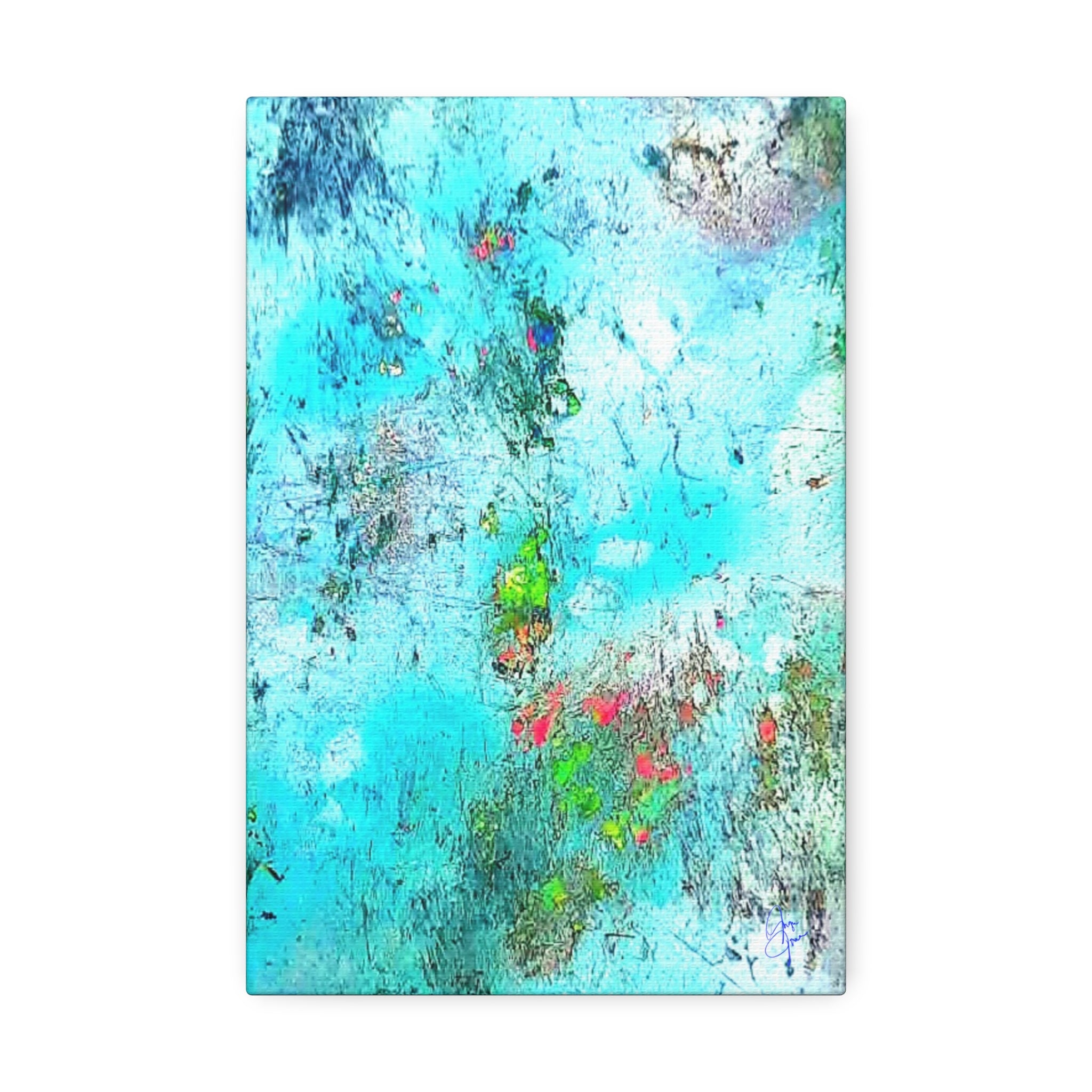 Abstract Aqua Texture Canvas