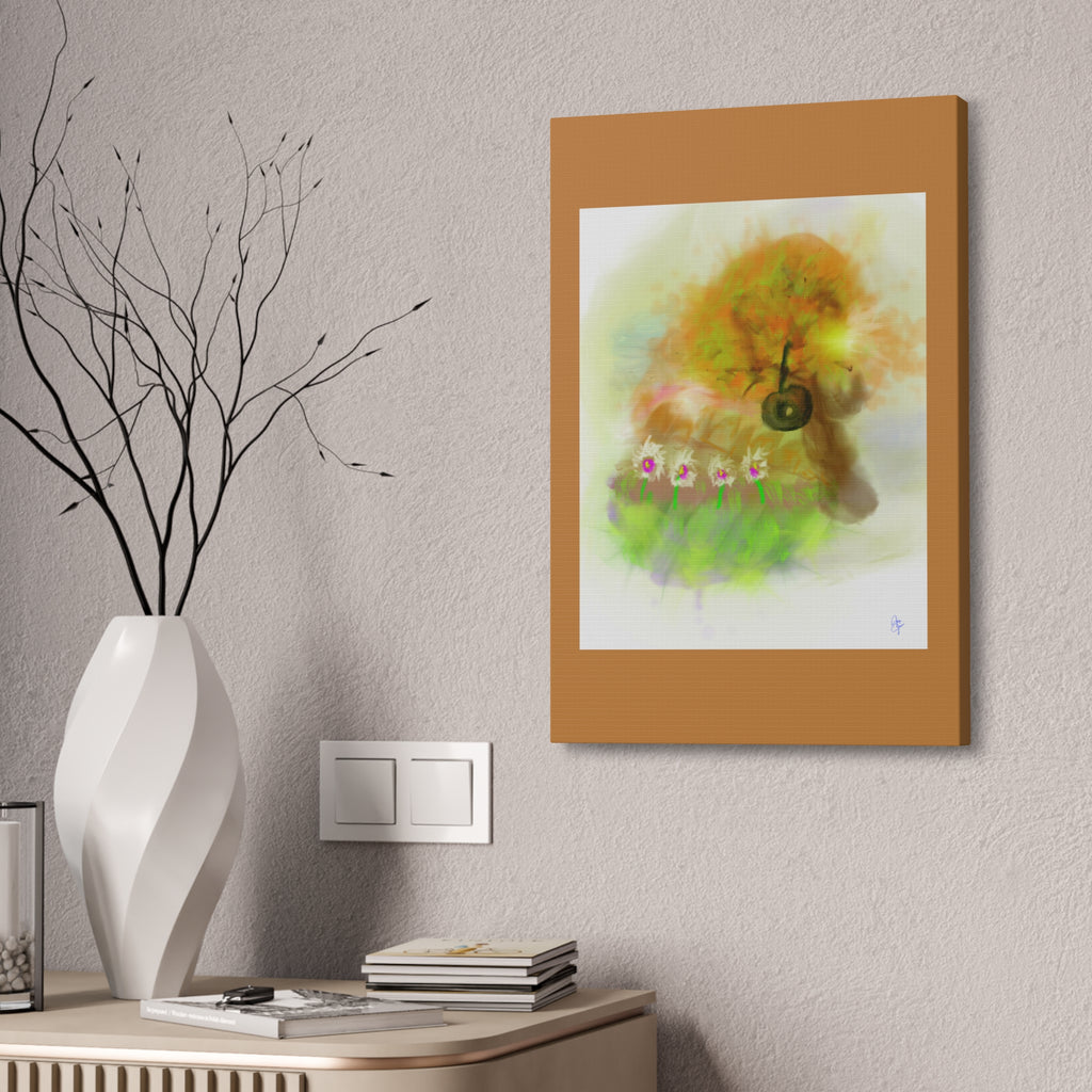 Whimsical Yard Canvas Print — Tire Swing & Broken Fence Stretched 1.5"