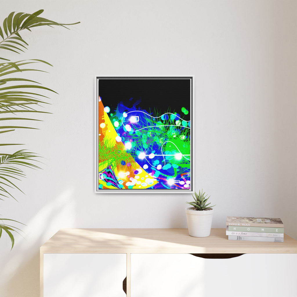 Abstract Neon Wave Matte Canvas Framed Art