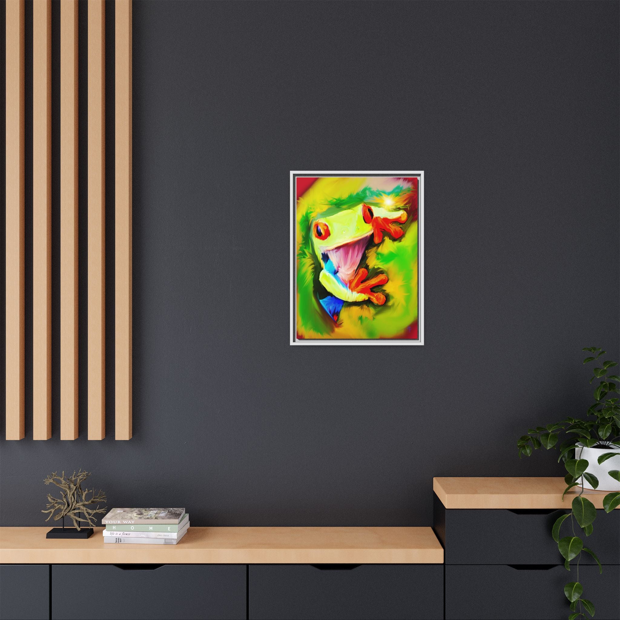Colorful Tree Frog Matte Canvas Print — Framed Tropical Wall Art
