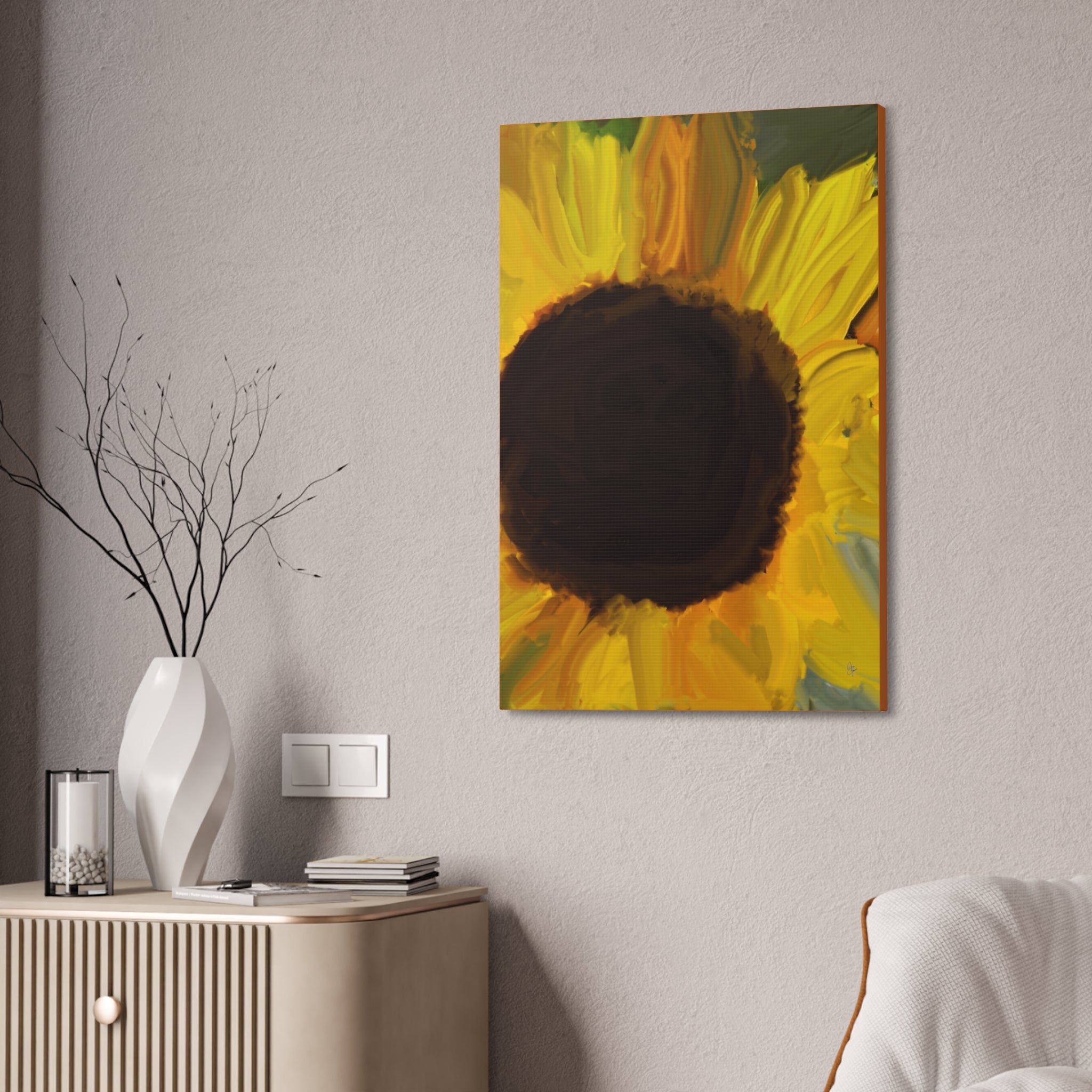 Sunflower Close-Up Canvas Stretched Wall Art