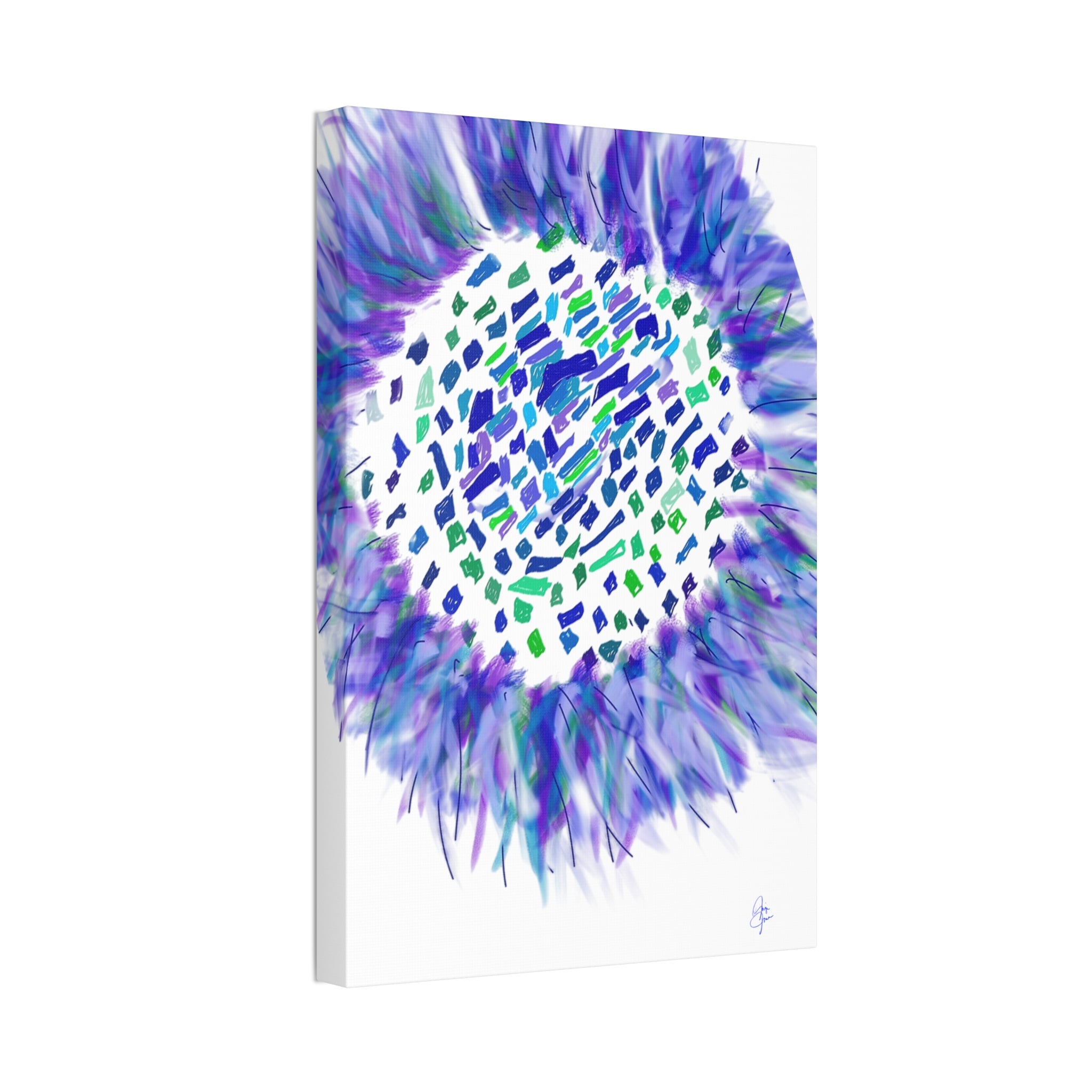 Abstract Blue-Purple Burst Canvas Stretched Art