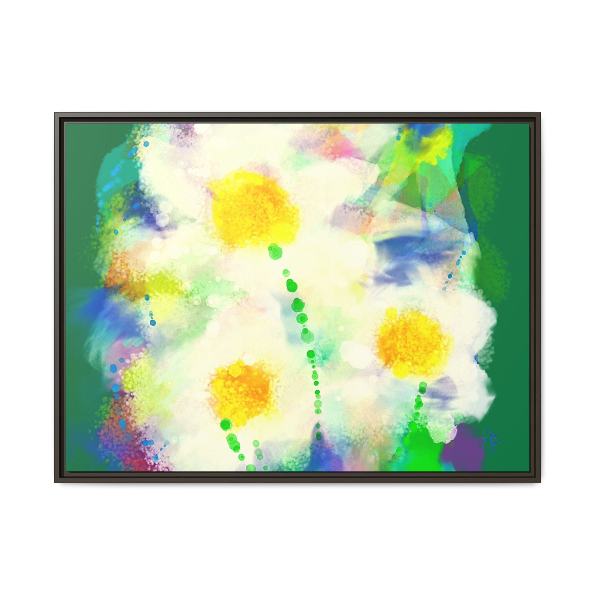 Framed Matte Canvas - Watercolor Yellow Floral Abstract Wall Art