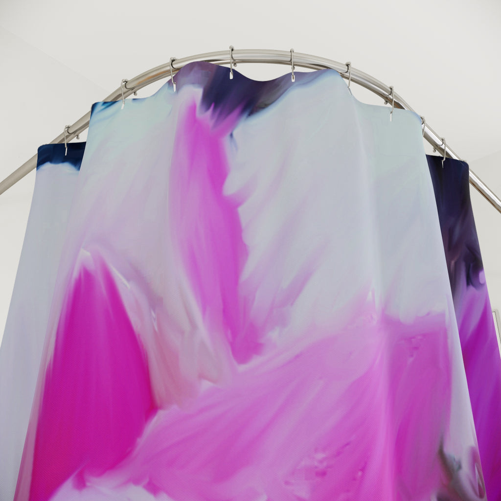 Floral Pink Tulip Tree Shower Curtain — Soft Painterly Blossom Bathroom Decor