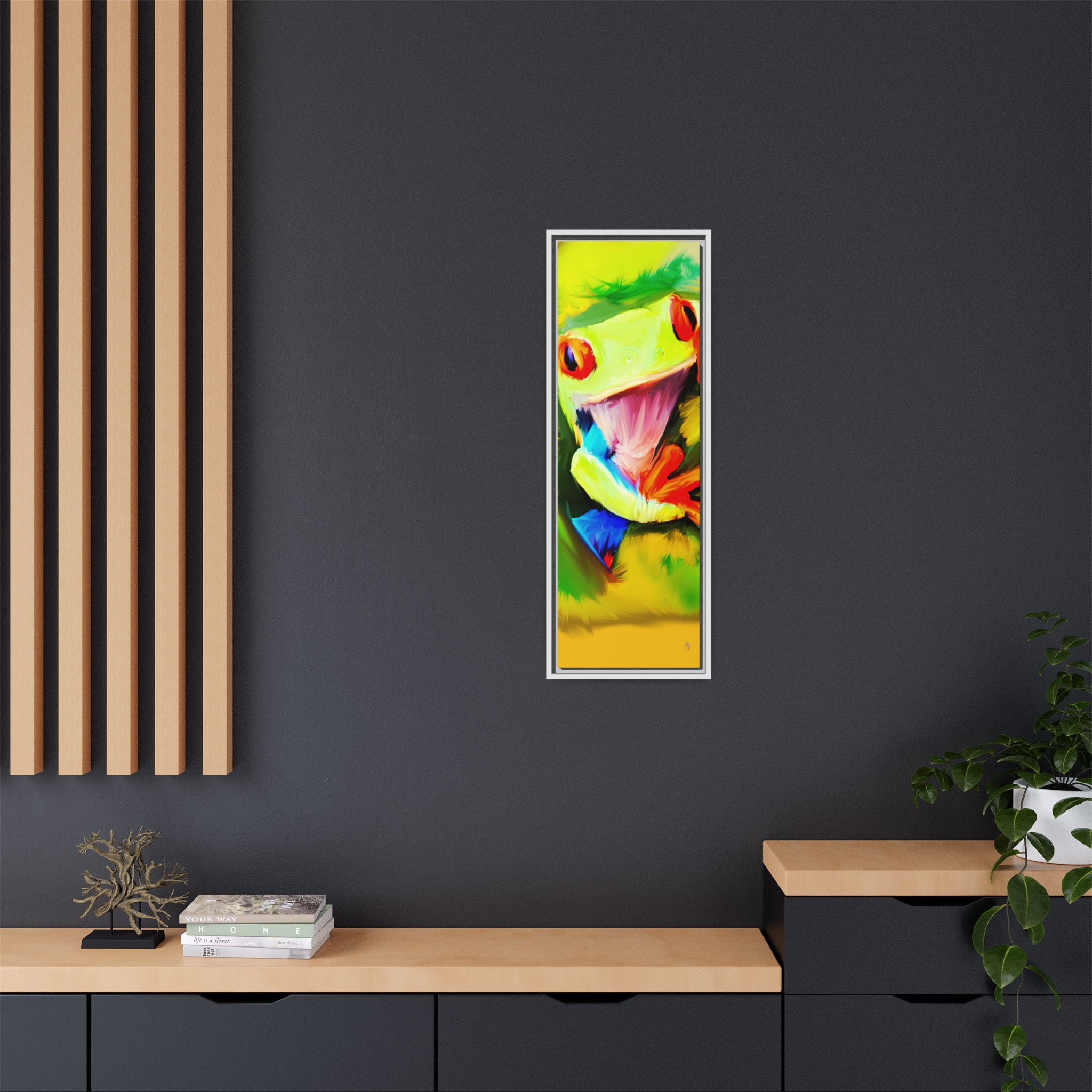 Colorful Tree Frog Matte Canvas Print — Framed Tropical Wall Art