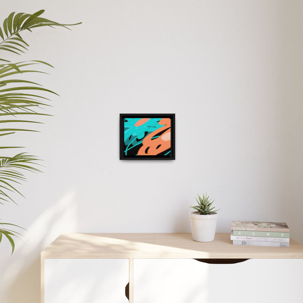 Abstract Teal & Coral Splash Framed Canvas