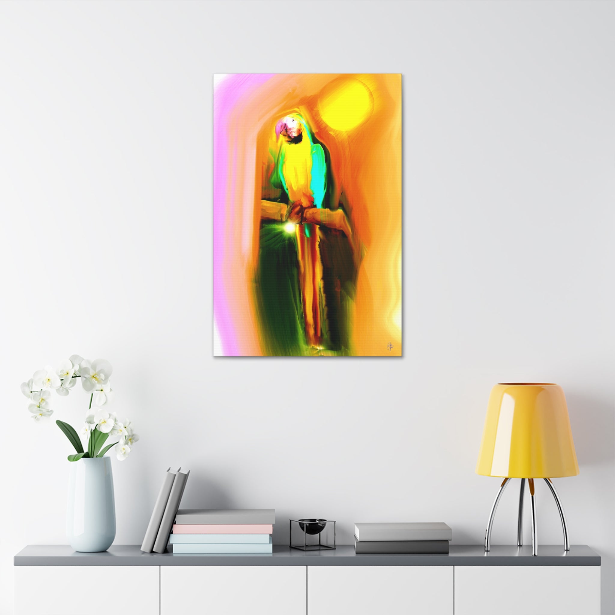 Tropical Parrot Canvas Print — Vibrant Sunlit Bird Wall Art