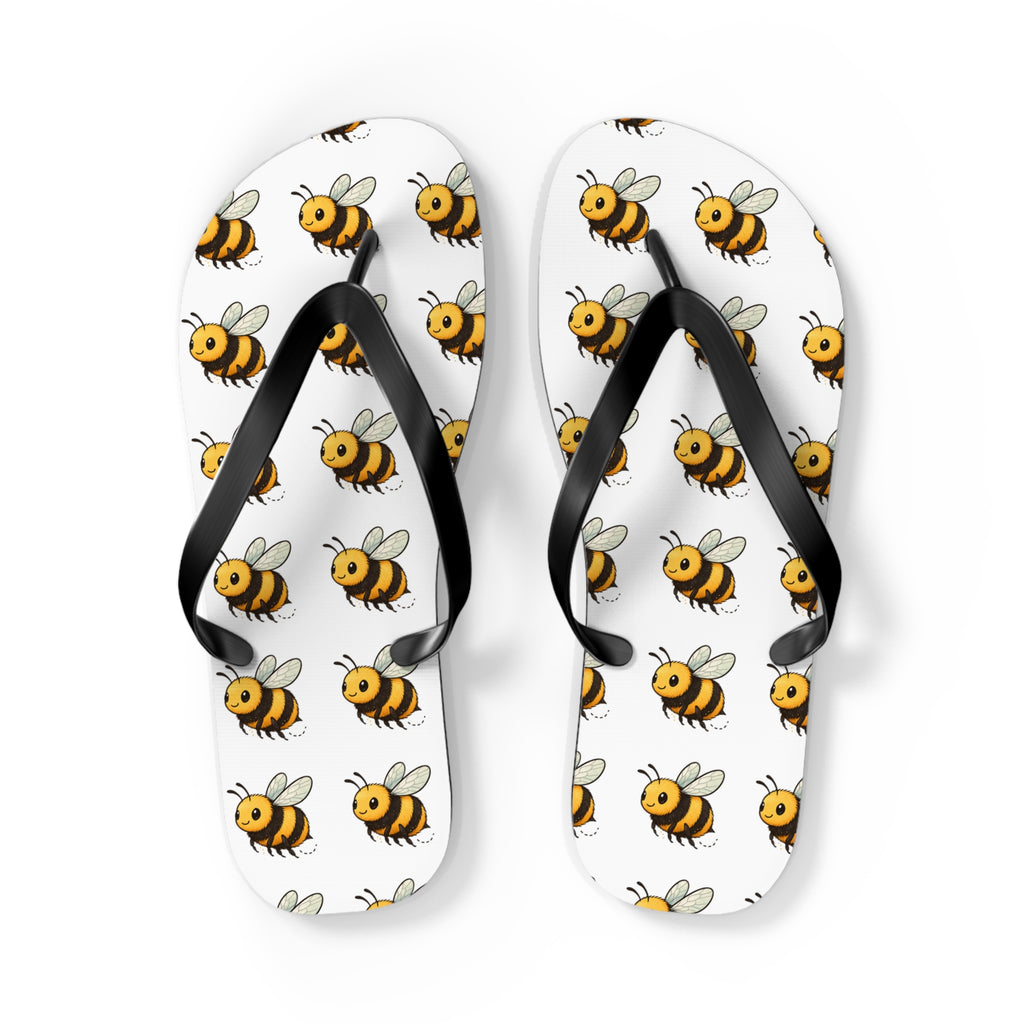 Bee Pattern Flip Flops — Cute Yellow Bee Summer Sandals