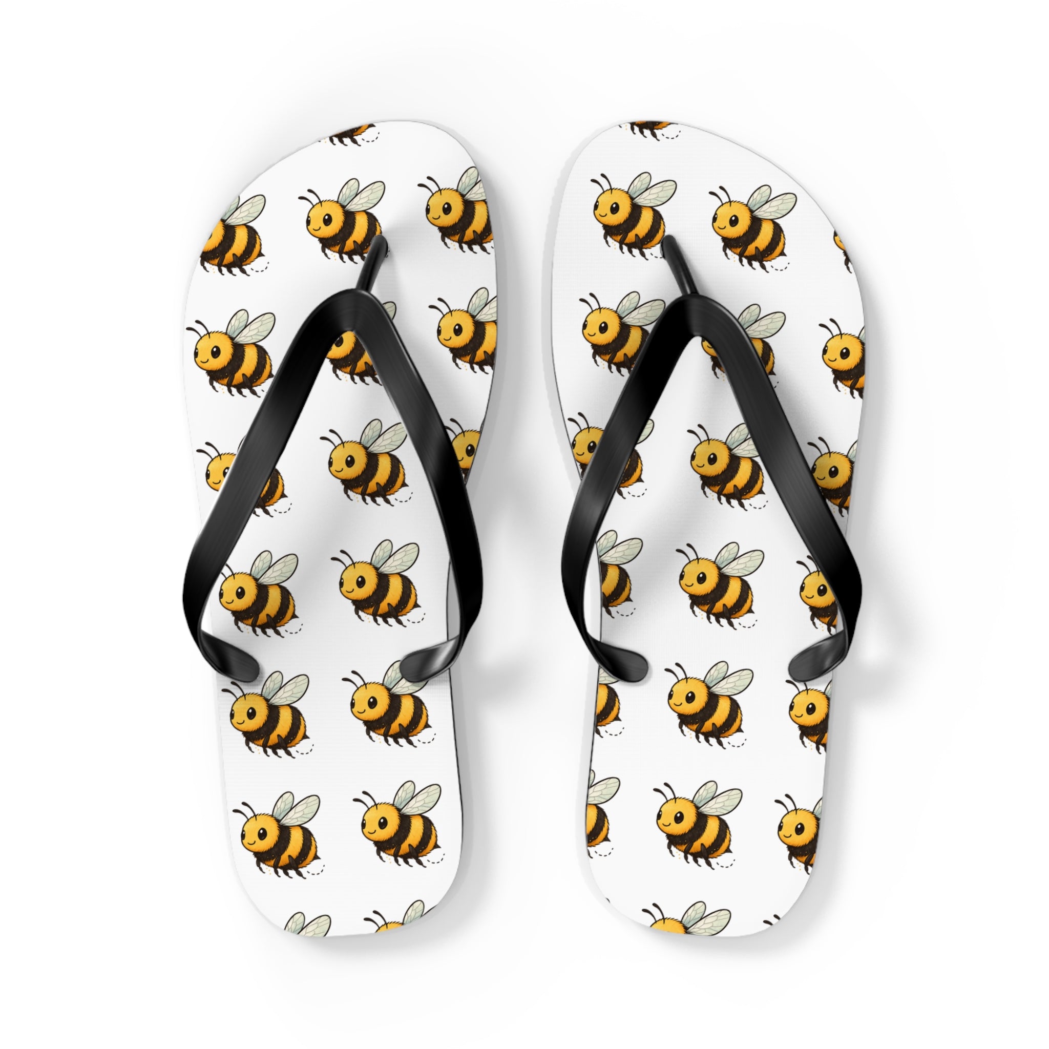 Bee Pattern Flip Flops — Cute Yellow Bee Summer Sandals