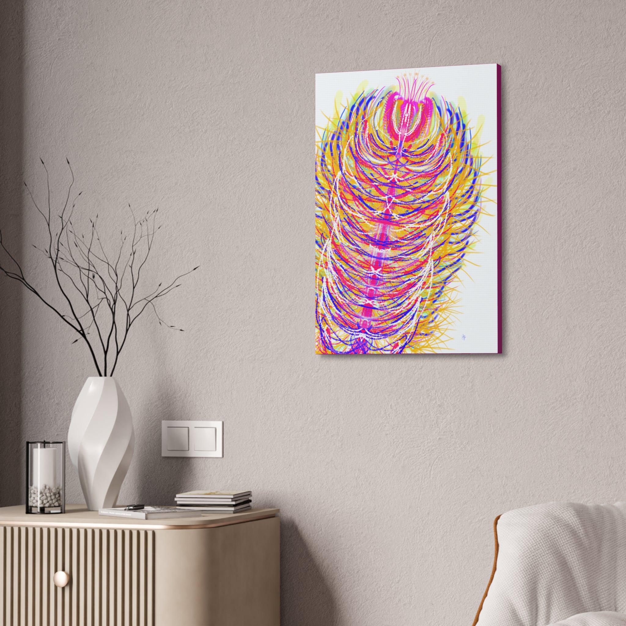 Colorful Feather Canvas Wall Art – Vibrant Abstract Plumage, Stretched 1.5"