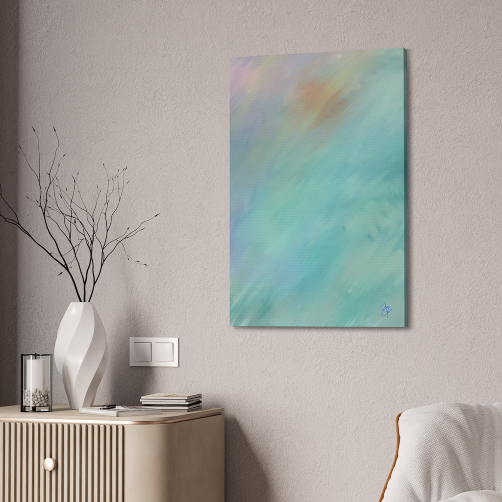 Abstract Teal Watercolor Canvas Print — Stretched 1.5" Edge