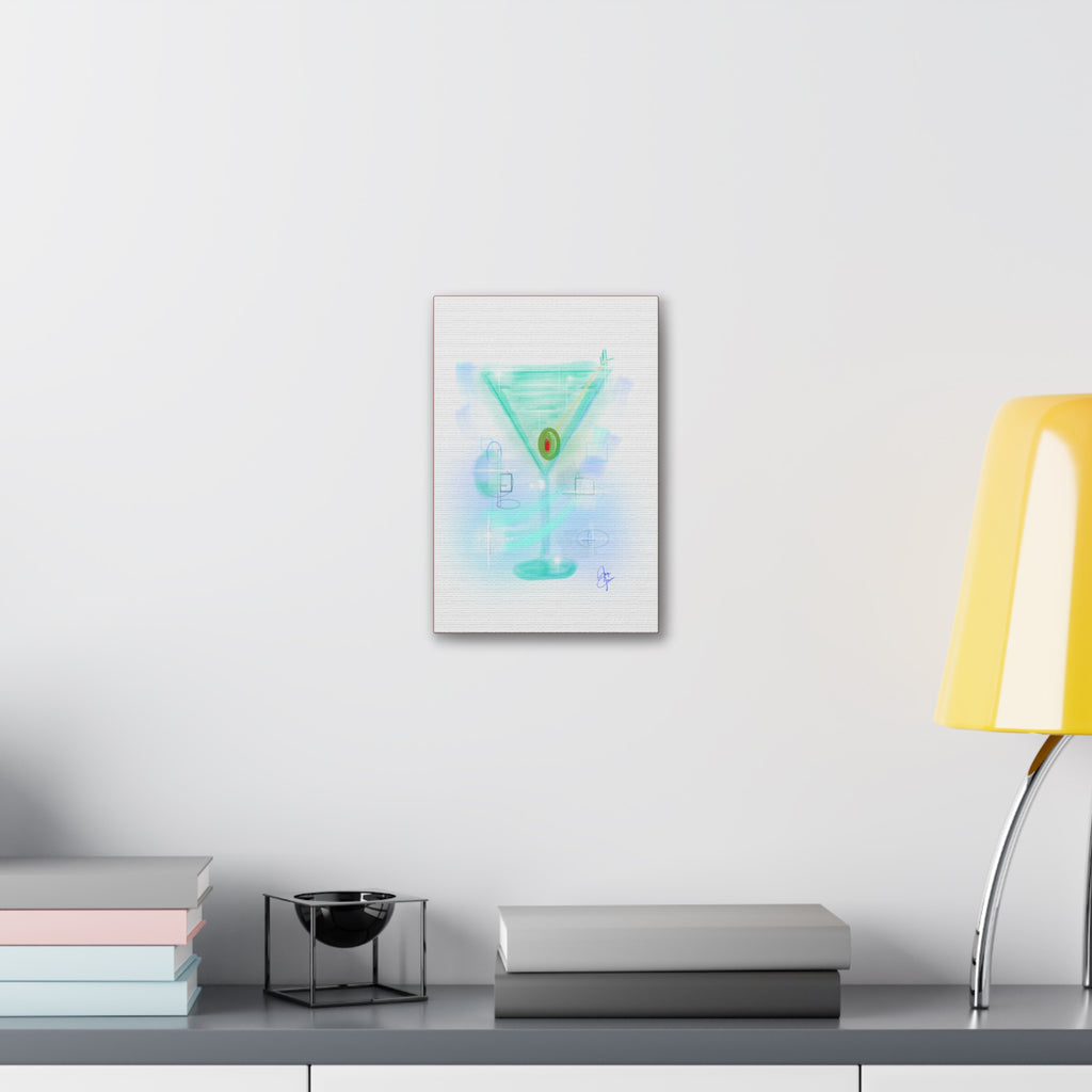 Martini Olive Canvas Print — Retro Cocktail Wall Art