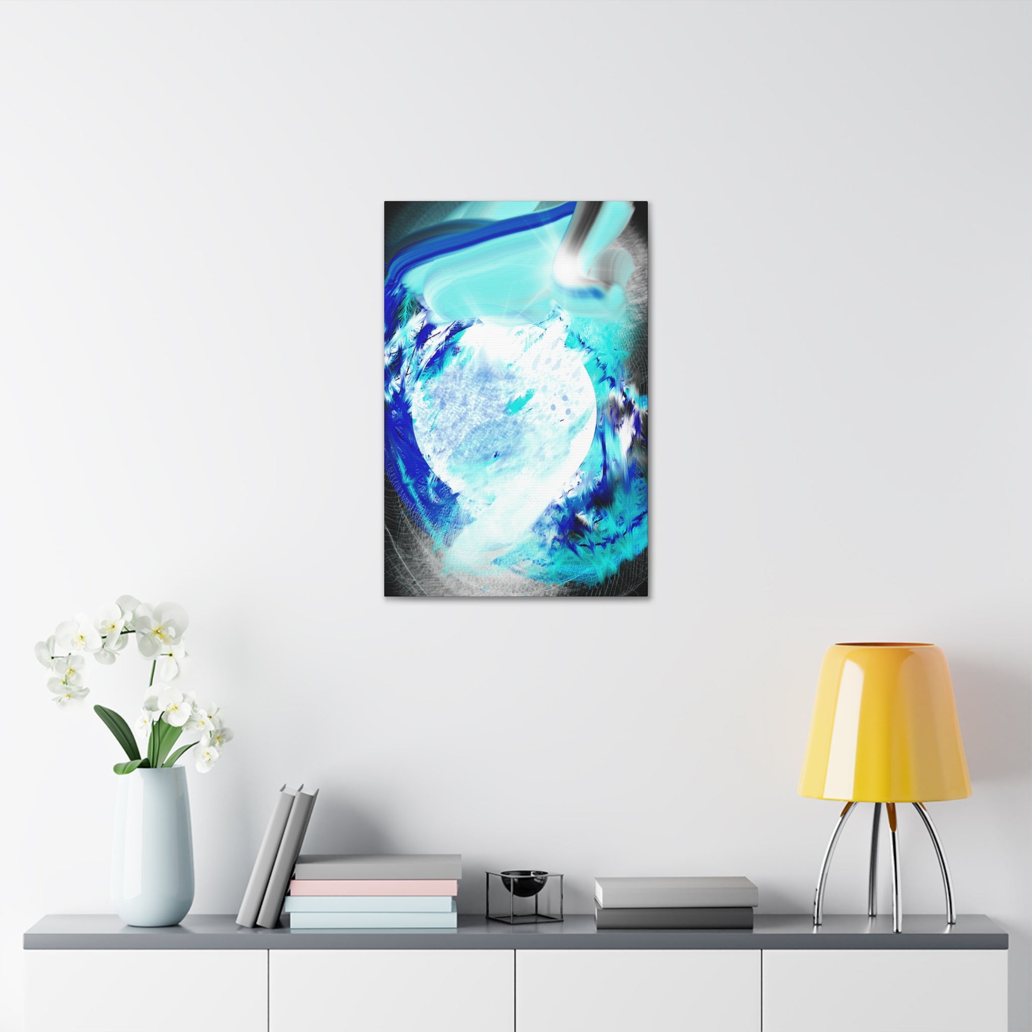 Abstract Blue Moon Canvas Print — Stretched 1.5" Wall Art