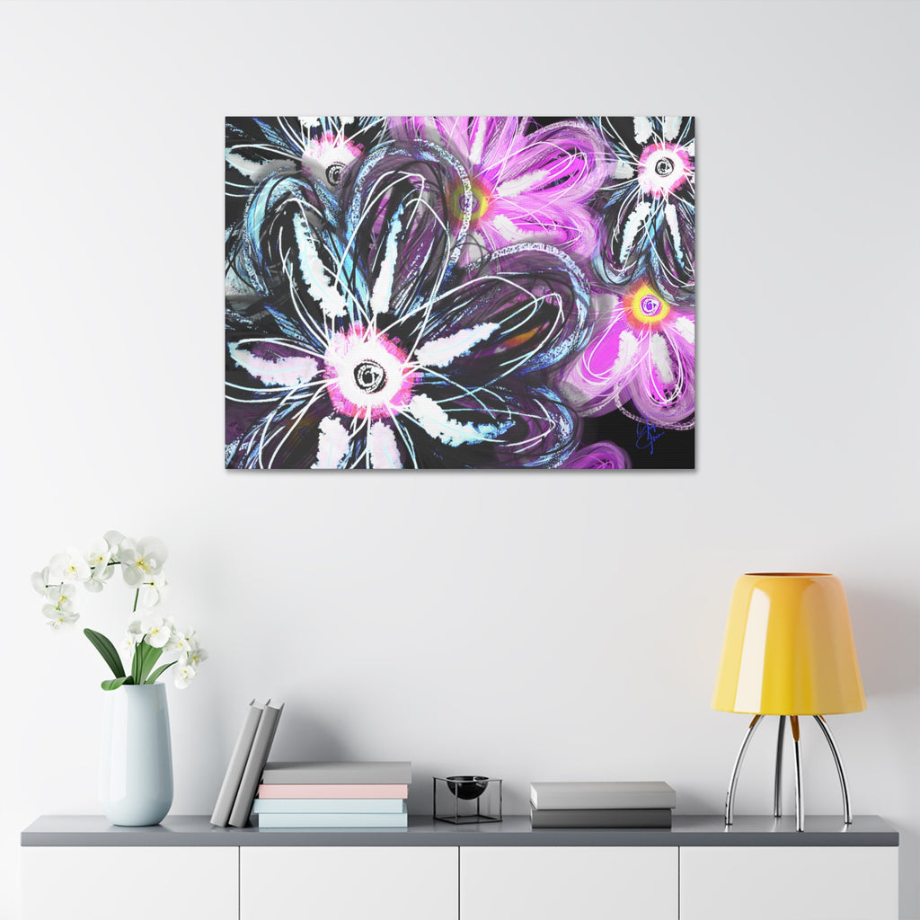 Floral Neon Abstract Canvas
