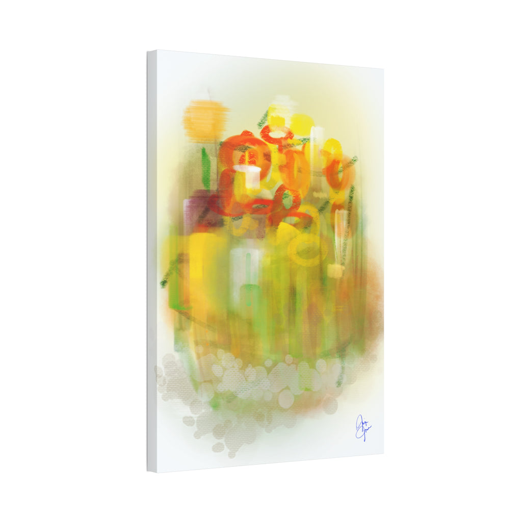 Abstract Floral Canvas Print – Yellow & Orange Stretched Wall Art (1.5" Depth)