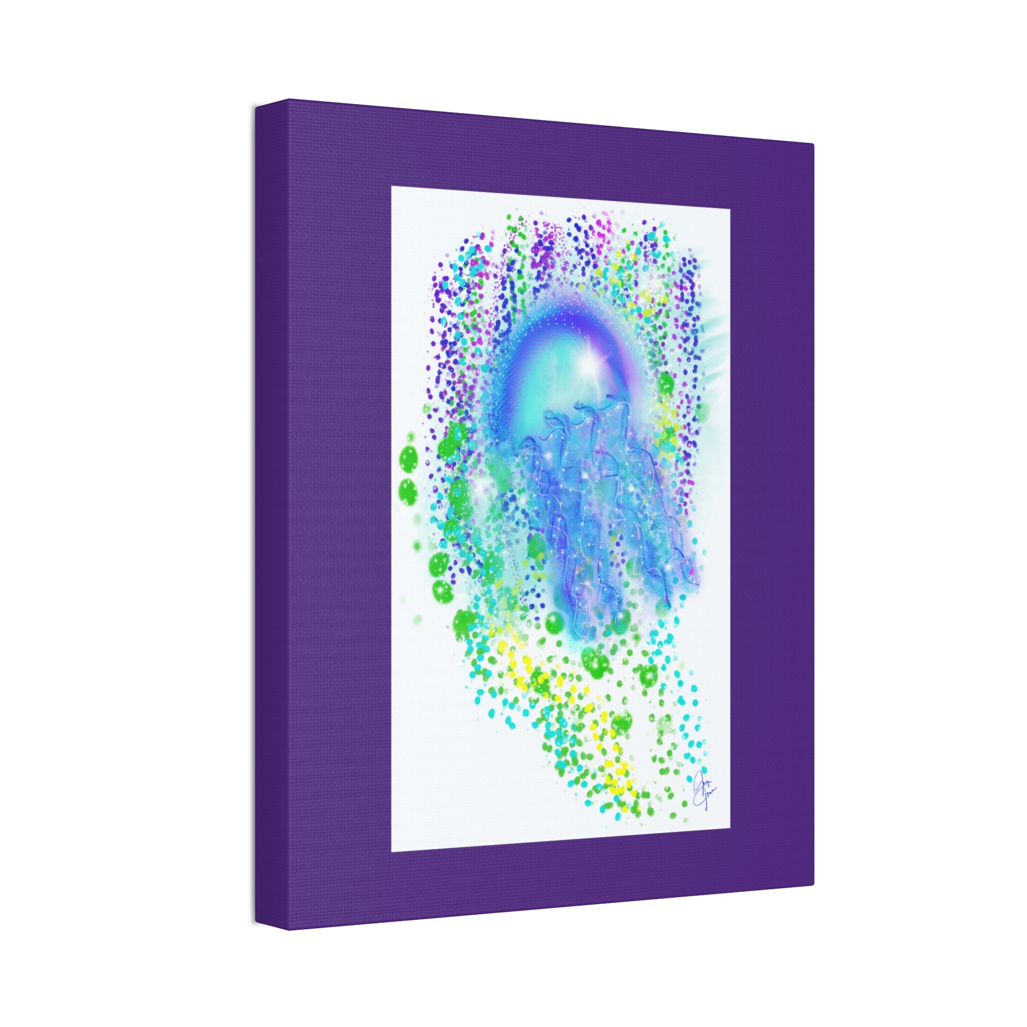 Blue Jellyfish Canvas Wall Art – Stretched 1.5" Ocean Abstract Print