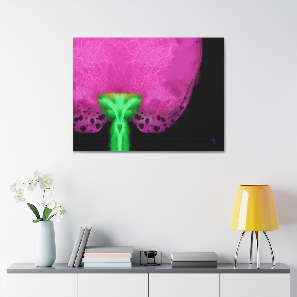 Neon Bloom Abstract Canvas Print — Pink & Green Modern Wall Art