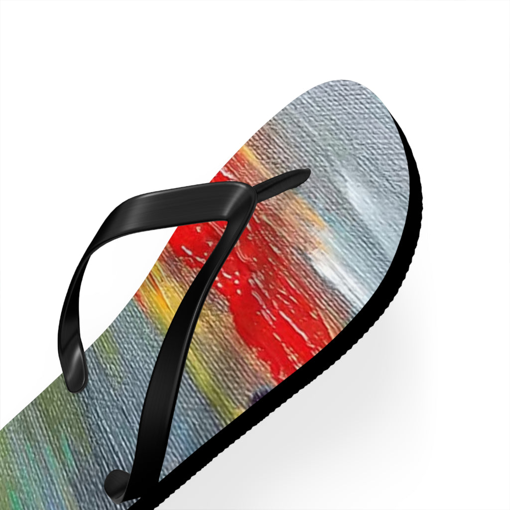Watercolor Sunset Flip Flops — Colorful Beach Sandal for Summer & Vacation