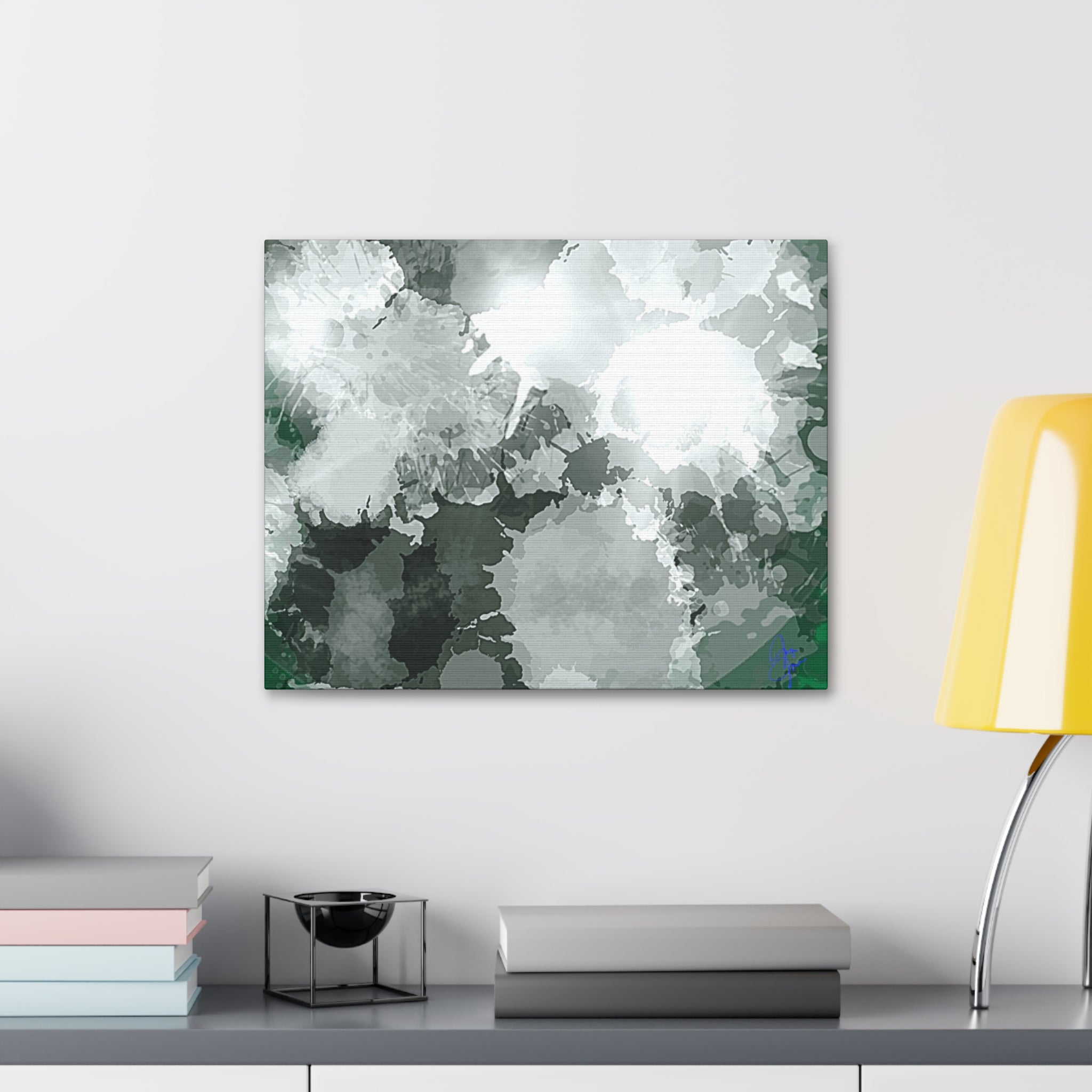 Abstract Gray Ink Splash Canvas
