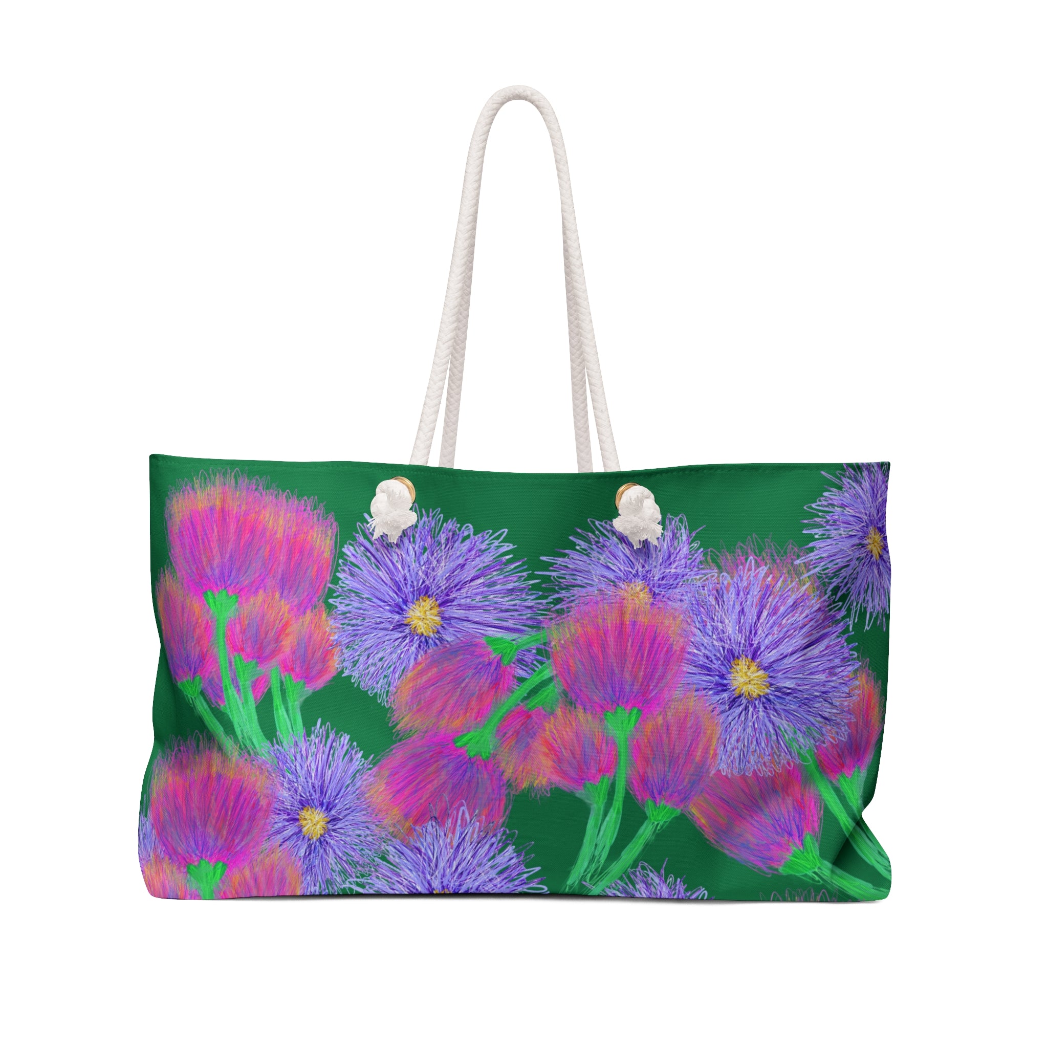 Floral Dream Weekender Bag — Vibrant Purple & Pink Wildflower Travel Tote